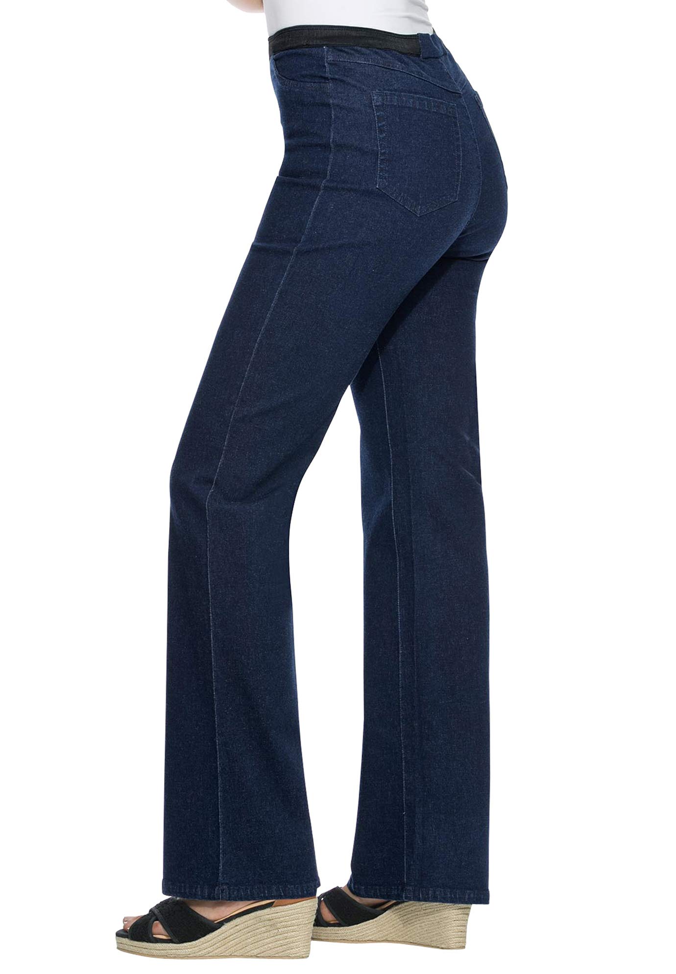 Jessica London Women's Plus Size Bootcut Stretch Jeans with Elastic Waistband - Size 32, Black | Comfortable Denim Pants for Casual Wear & Office Outfits