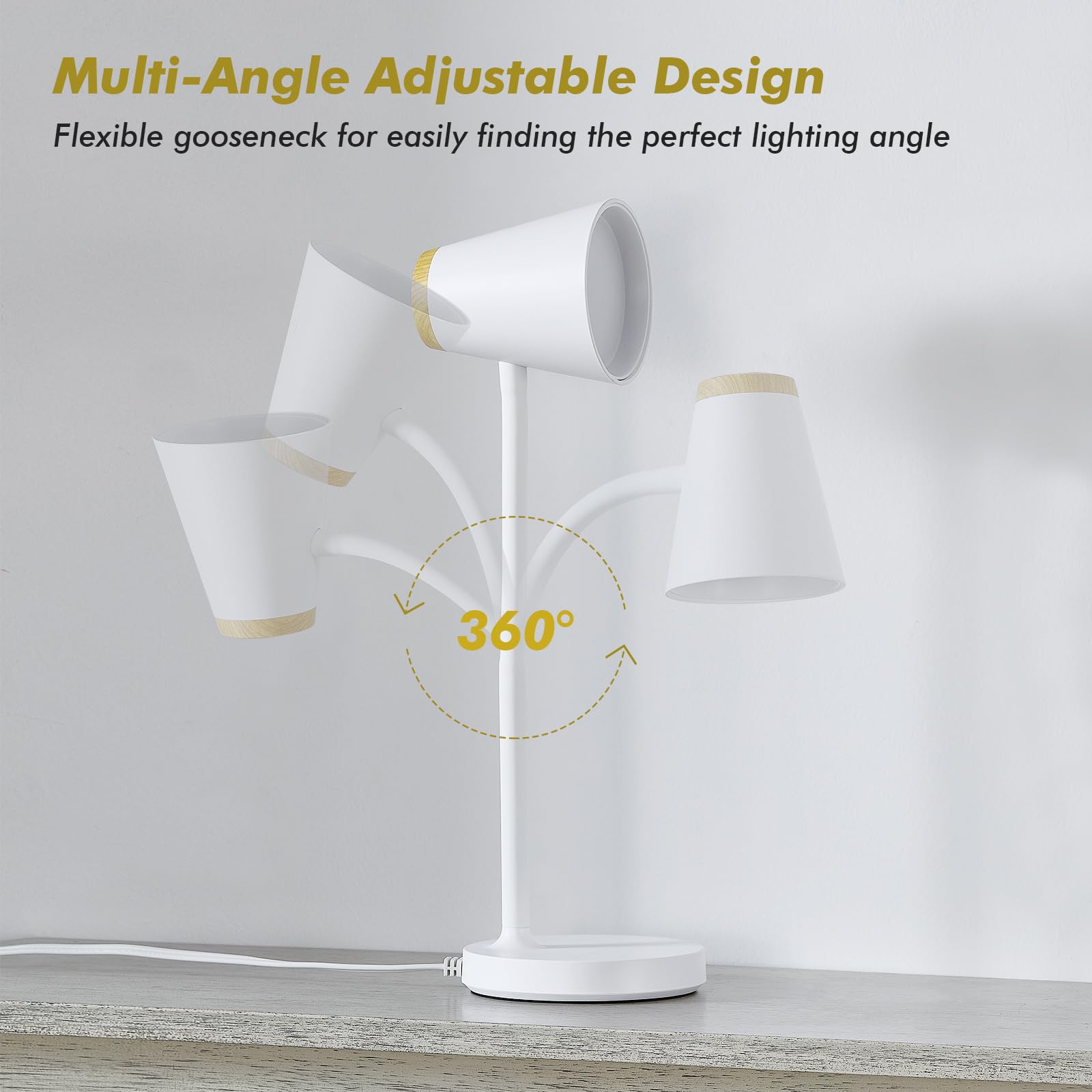 Adjustable LED Desk Lamp with Dimmable Touch Control - Flexible Gooseneck Reading Light for College Dorm, Home Office & Bedroom Nightstand - Perfect Study Lamp for Students & Work from Home Professionals