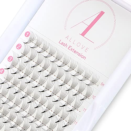 ALLOVE 6D 0.07 D Curl 16mm Russian Volume Eyelash Extensions - Premade Short Stem Lash Fans for Natural Look | Perfect for Bridal, Party & Daily Wear
