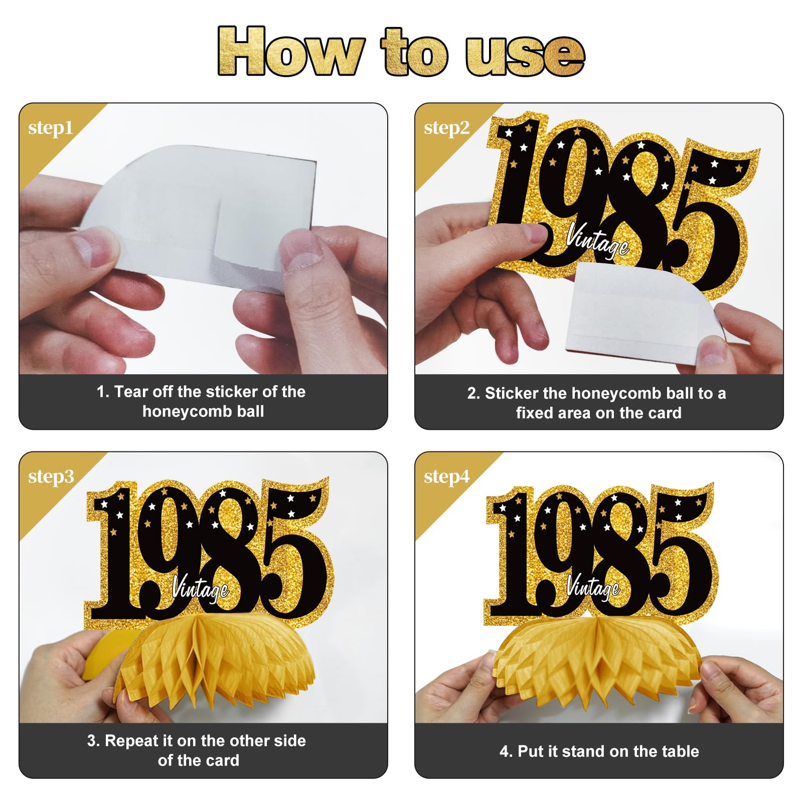 11-Piece 40th Birthday Party Decorations Kit for Men & Women - Black & Gold Happy 40th Banner, Awesome Since 1985 Centerpieces, Swirls & Table Topper - Perfect for 1985 Birth Year Celebrations, Milestone Parties & Surprise Decorations