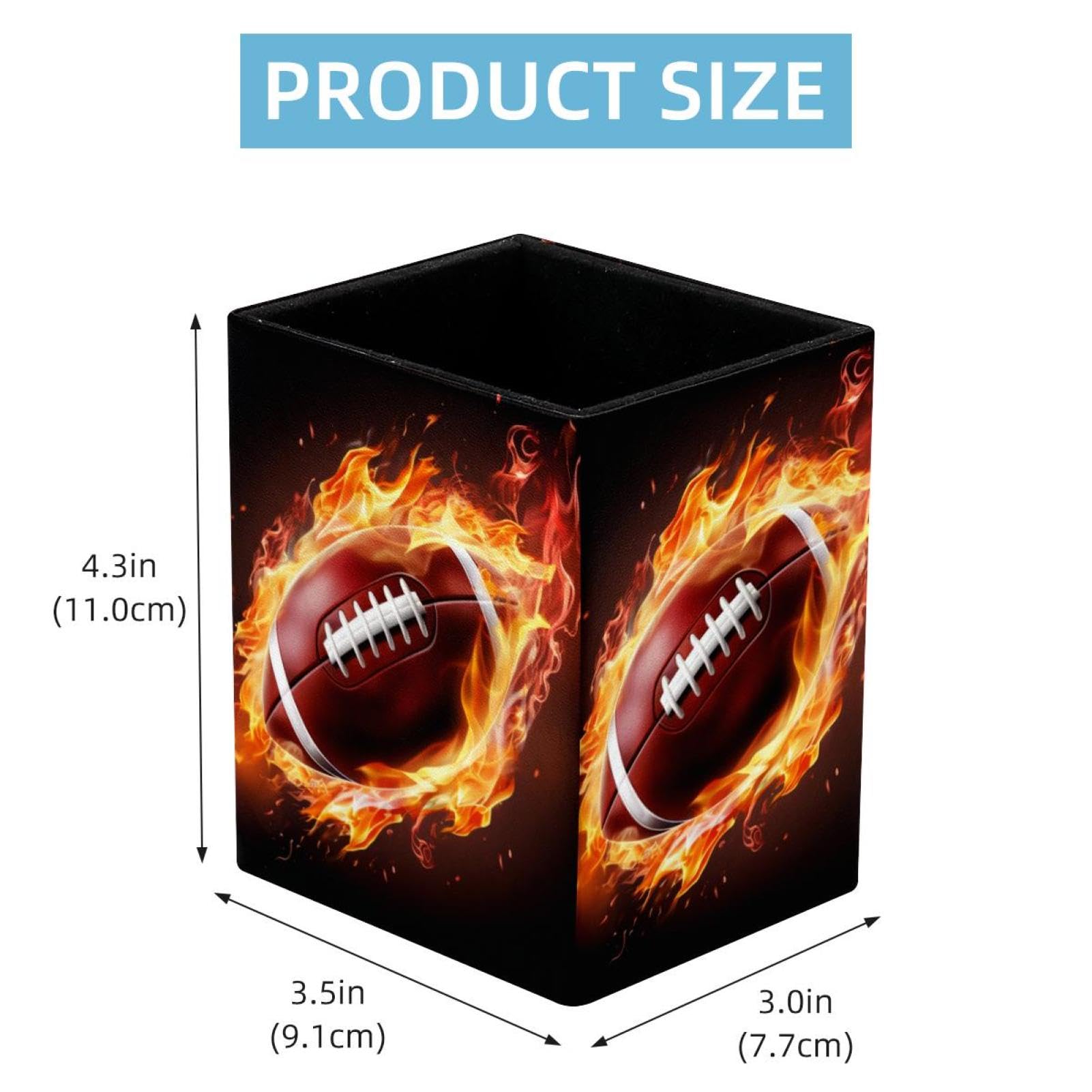 Desk Pen Holder & Pencil Organizer - American Football & Fire Design Office Supplies for Home, School, and Workplace Organization