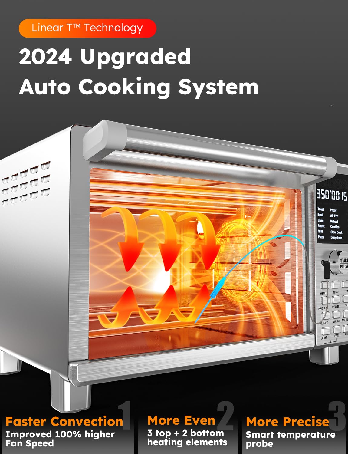 Nuwave Bravo Pro Smart Toaster Oven Countertop - 30QT Stainless Steel Air Fryer Combo with 100% Convection, 112 Presets & Pizza Zones | 35% Crispier, PFAS Free | Perfect for Baking, Roasting & Air Frying in Small Kitchens