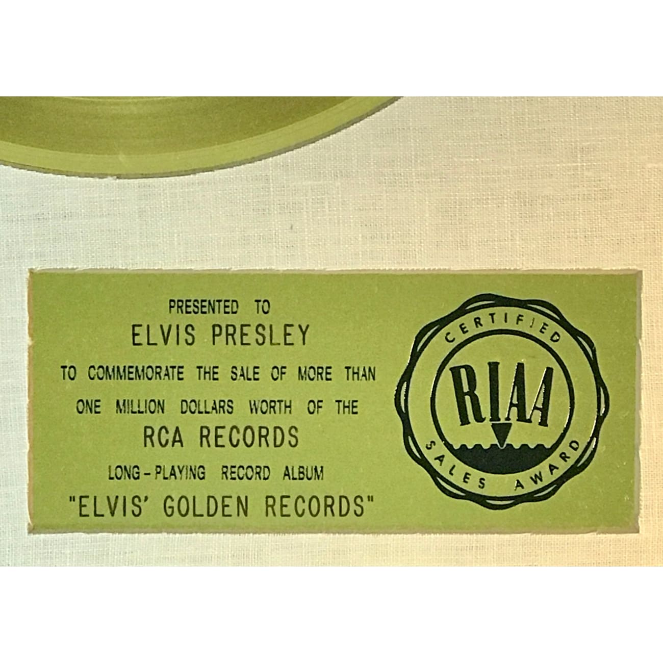 Elvis Presley Golden Records RIAA Gold Album Award - Rare Collectible for Music Fans & Memorabilia Collectors - Perfect for Display in Home, Office, or Music Studio