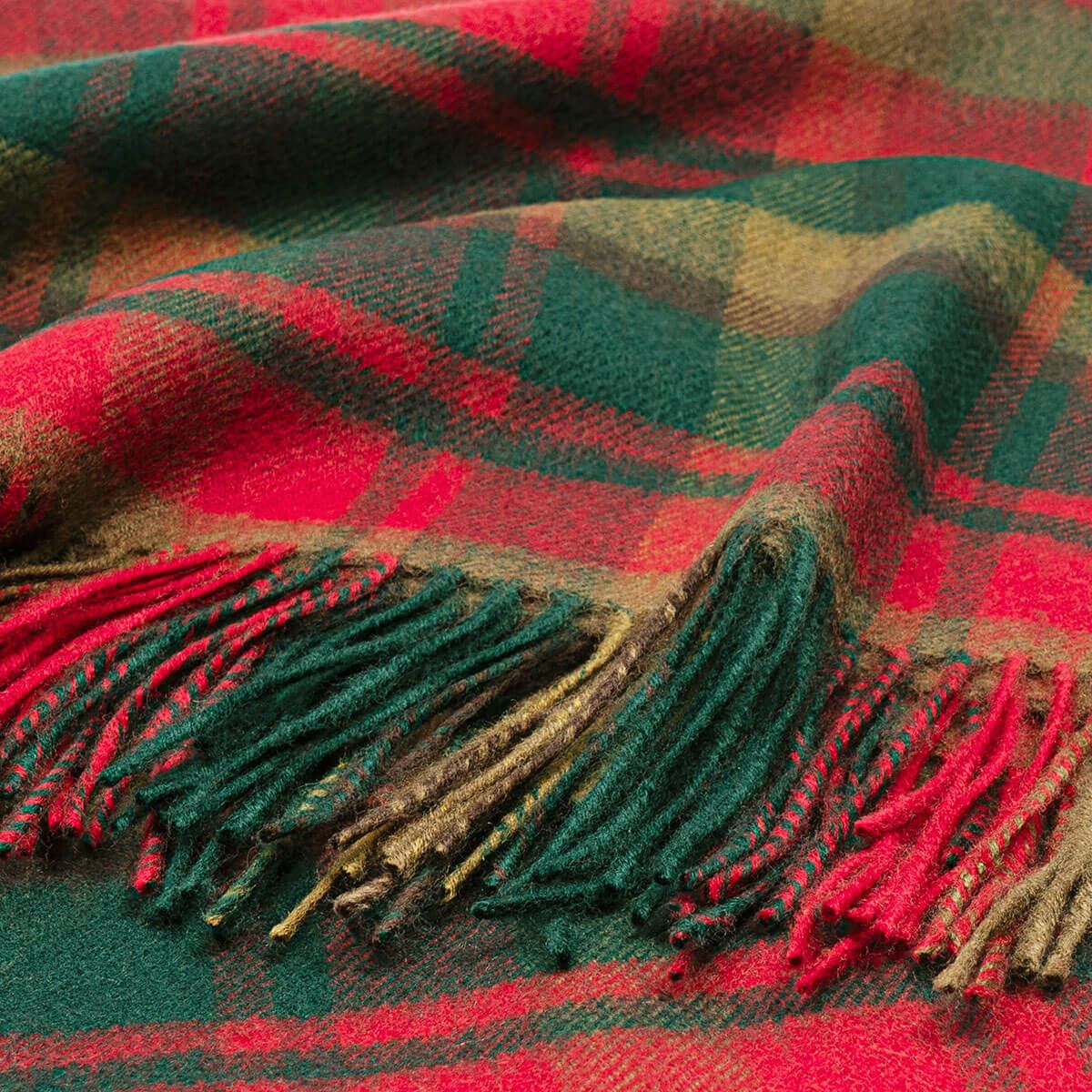 Alice Maple Leaf Tartan Lambswool Serape Wrap - Soft Wool Shawl for Women, Cozy Fall & Winter Scarf - Perfect for Outdoor Adventures, Travel & Casual Wear