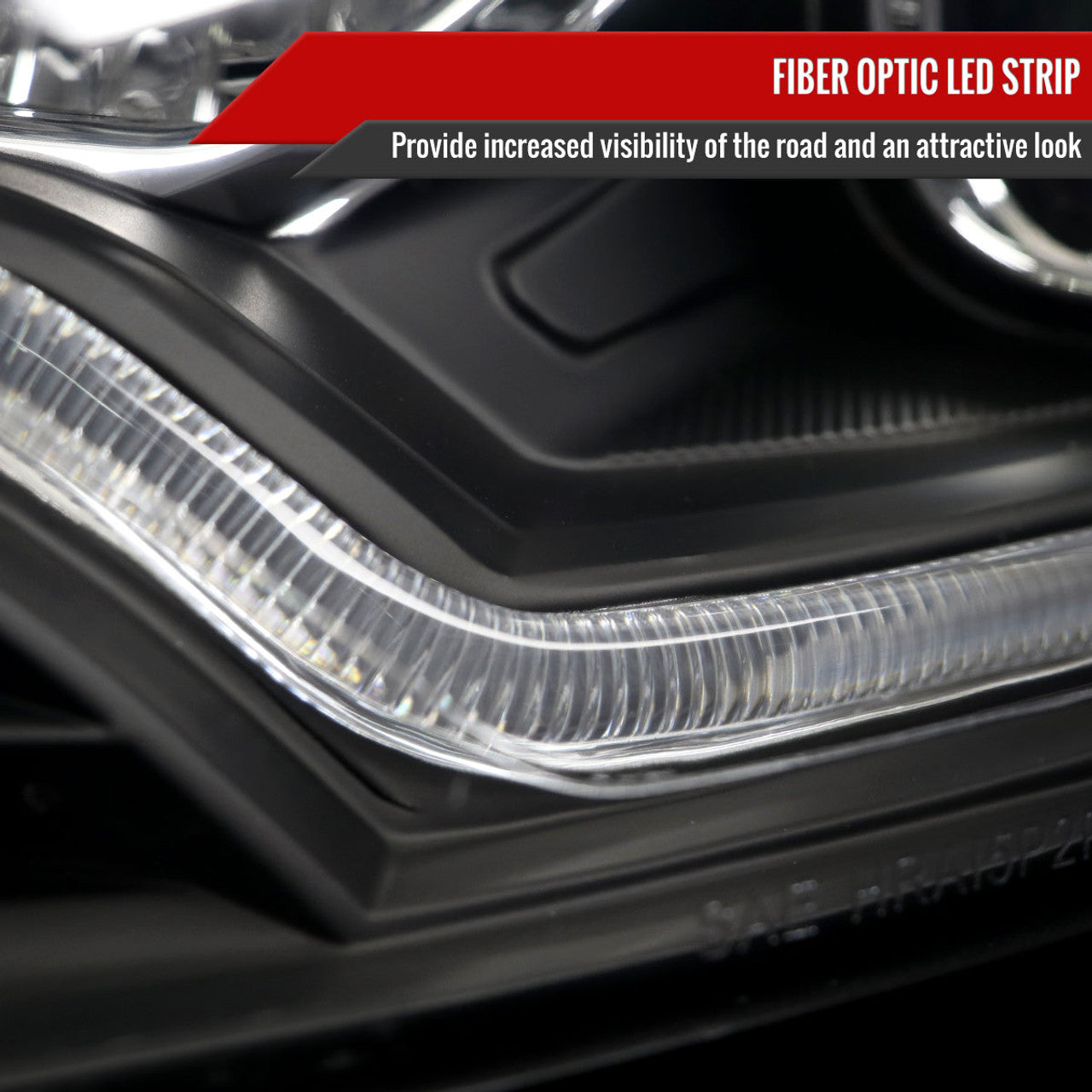 2012-2014 Ford Focus Projector Headlights with LED Light Strip & Sequential Turn Signals - Matte Black Housing & Clear Lens - Upgrade for Night Driving & Custom Car Styling