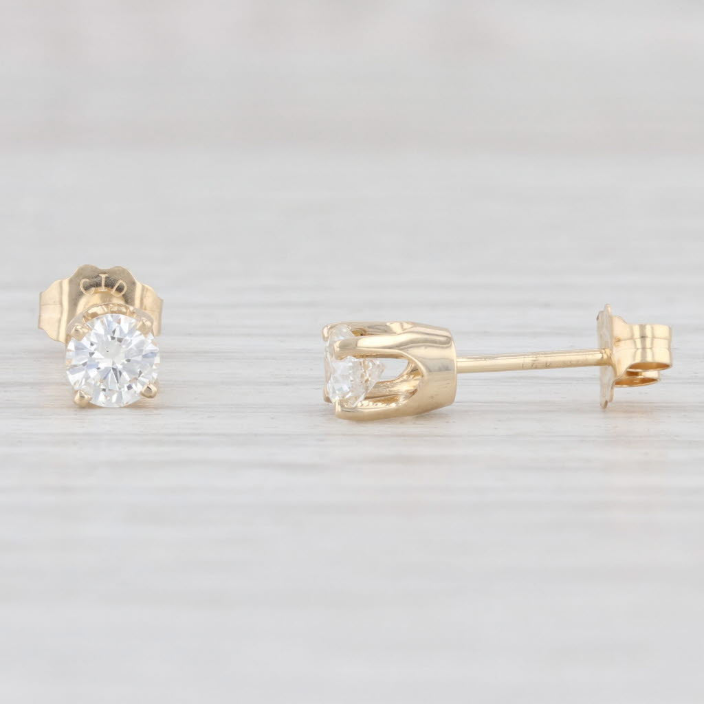 0.47ctw VS2 Diamond Stud Earrings in 14k Yellow Gold - April Birthstone Solitaire Earrings for Women - Perfect for Weddings, Anniversaries & Everyday Elegance