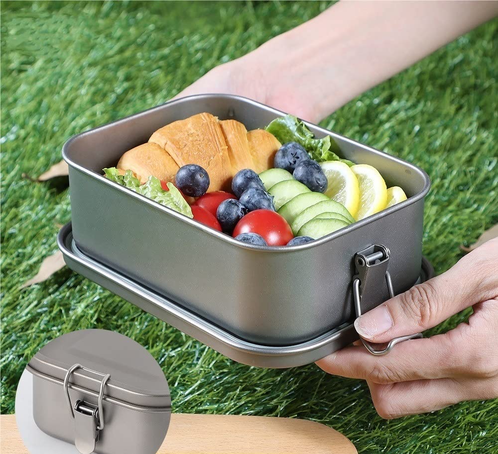 Premium Pure Titanium Single Layer Lunch Box - Lightweight & Durable for Camping, Hiking, Picnics & Outdoor Adventures | Portable Meal Container for Work, School & Travel