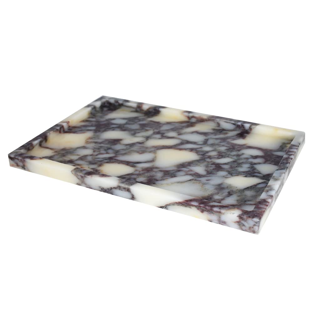 Luxury Natural Marble Vanity Tray - Genuine Stone Storage Tray for Bathroom, Kitchen, Dresser & Home Decor | Non-Resin, Non-Ceramic | Perfect for Organizing Jewelry, Perfumes & Cosmetics