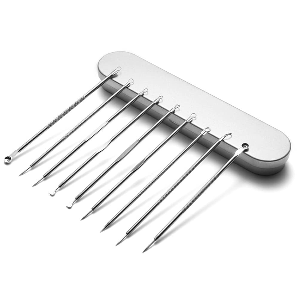 2022 Upgraded Blackhead Remover Kit - 9 Pcs Stainless Steel Pimple Popper Tools for Face & Nose, Acne Comedone Extractor Set for Whitehead & Blackhead Removal | Perfect for Home Skincare & Spa Treatments