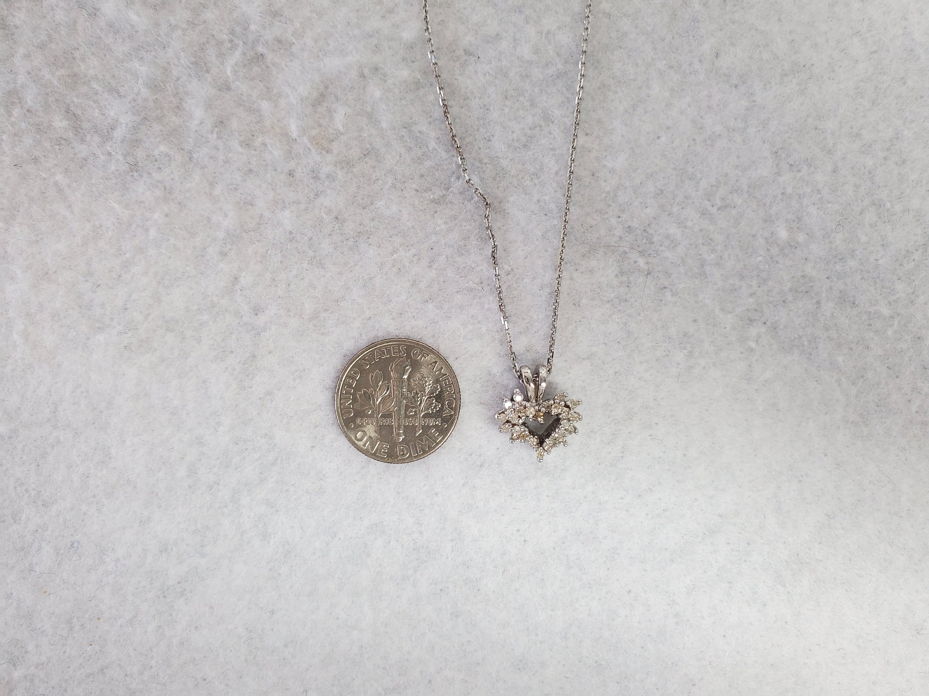 0.25cttw Small Diamond Cluster Heart Necklace in 14k White Gold - Perfect for Valentine's Day, Anniversary & Romantic Gifts