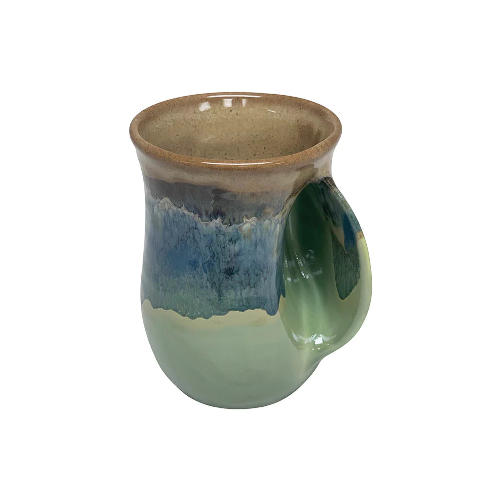 Clay in Motion Handwarmer Mug for Right Handed - Mountain Meadow Design #19MM | Perfect for Coffee, Tea & Hot Drinks at Home or Office