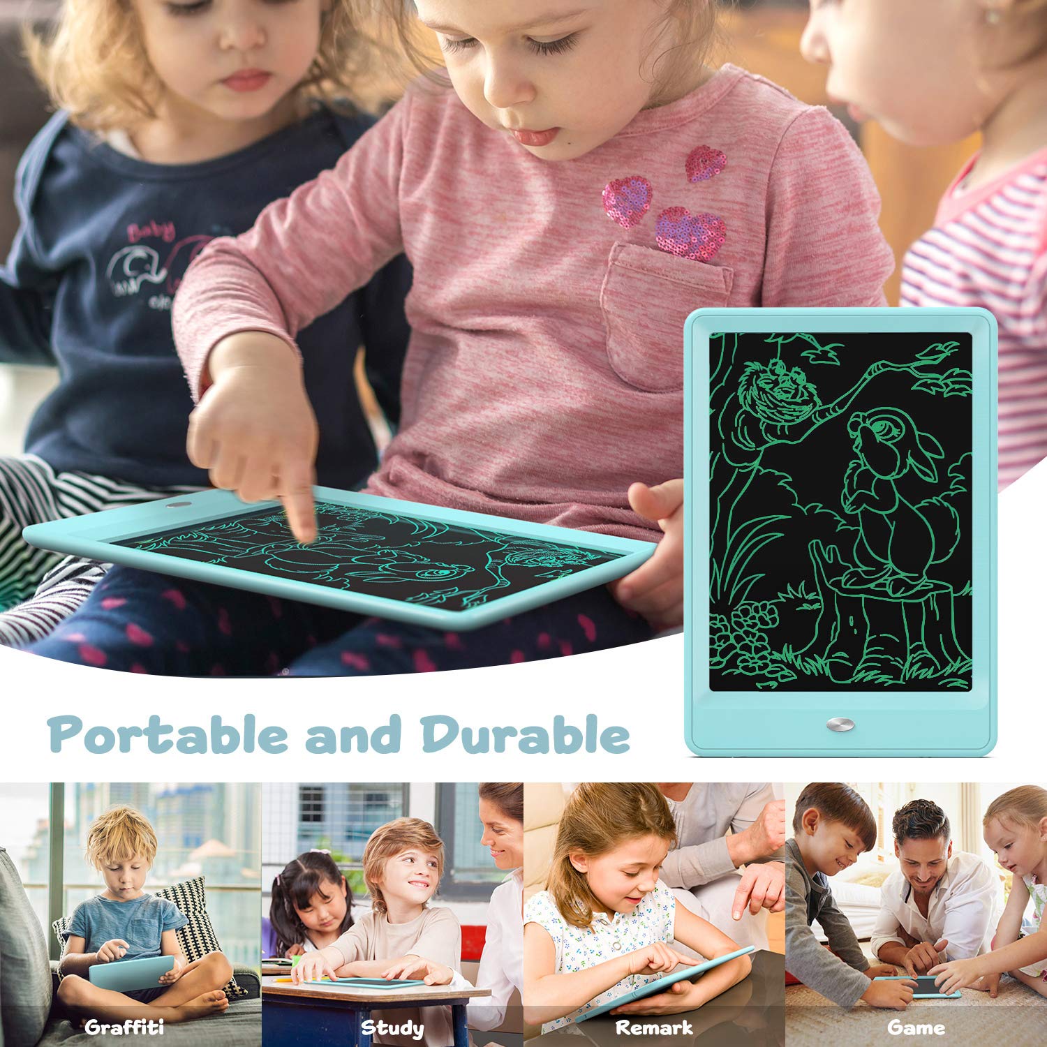 Bravokids 10 Inch LCD Writing Tablet & 8.5 Inch Cat Doodle Board - Educational Drawing Toys for 3-6 Year Old Girls & Boys | Perfect Toddler Gifts for Birthday, Travel & Classroom Learning Activities
