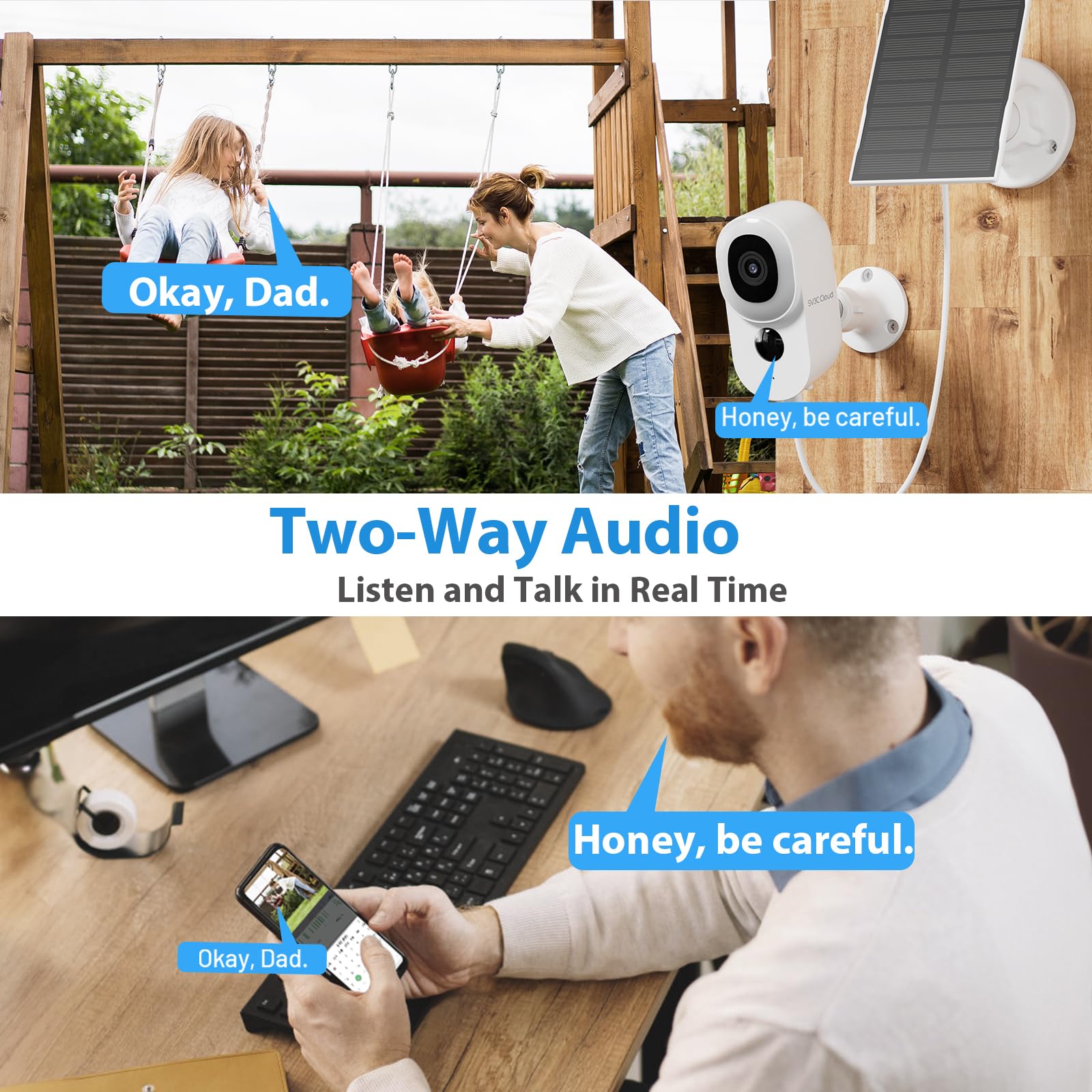 2 Pack SV3C 2K Solar Security Cameras Wireless Outdoor, 2.4G WiFi Battery Powered Home Security Camera with 14 Spotlight Color Night Vision, 110° Wide View Angle, PIR Human Detection, 2-Way Audio, Cloud & SD Card Storage - Ideal for Home, Yard, Garage, and Property Surveillance