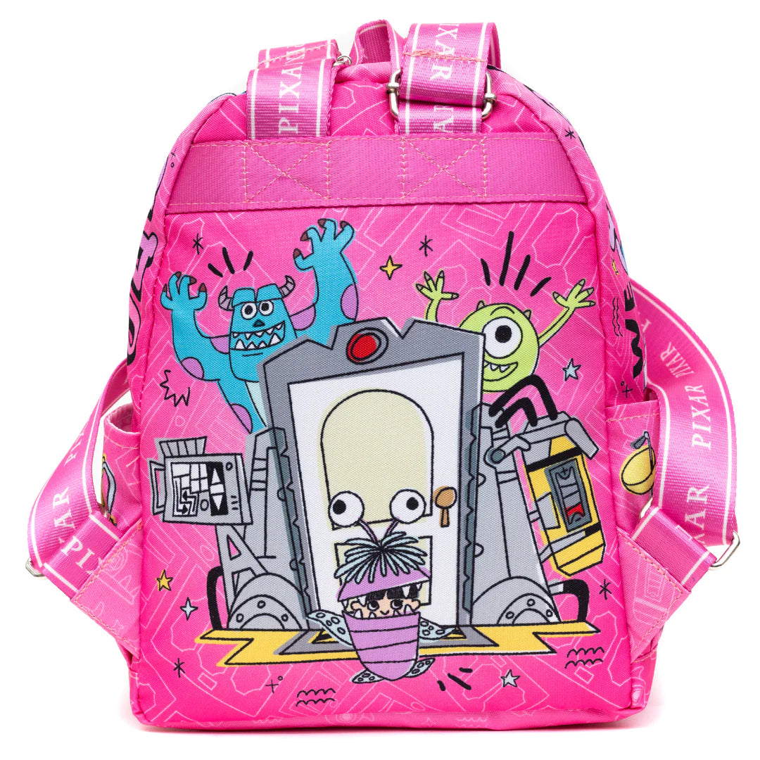 Monsters Inc 13 Inch Mini Backpack for Kids - Lightweight Nylon School Bag with Adjustable Straps - Perfect for School, Travel & Disney Theme Park Visits