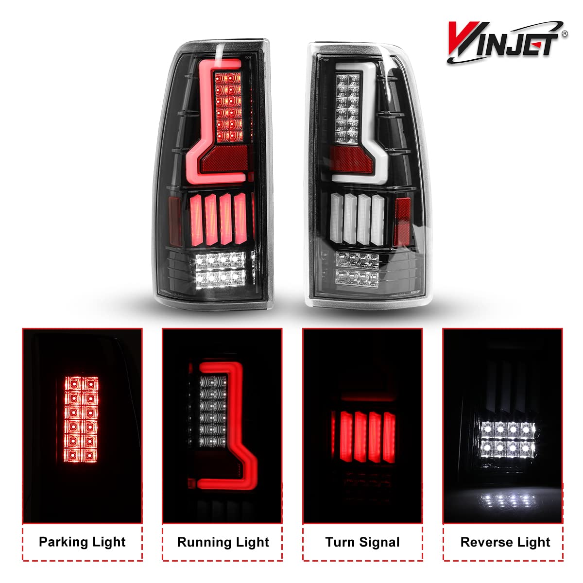 Winjet LED Tail Lights Assembly for 1999-2006 Chevy Silverado & 1999-2003 GMC Sierra - DRL, Turn Signal & Brake Running Lights (Clear Lens, 1 Pair Left+Right) - Perfect for Off-Roading & Night Driving