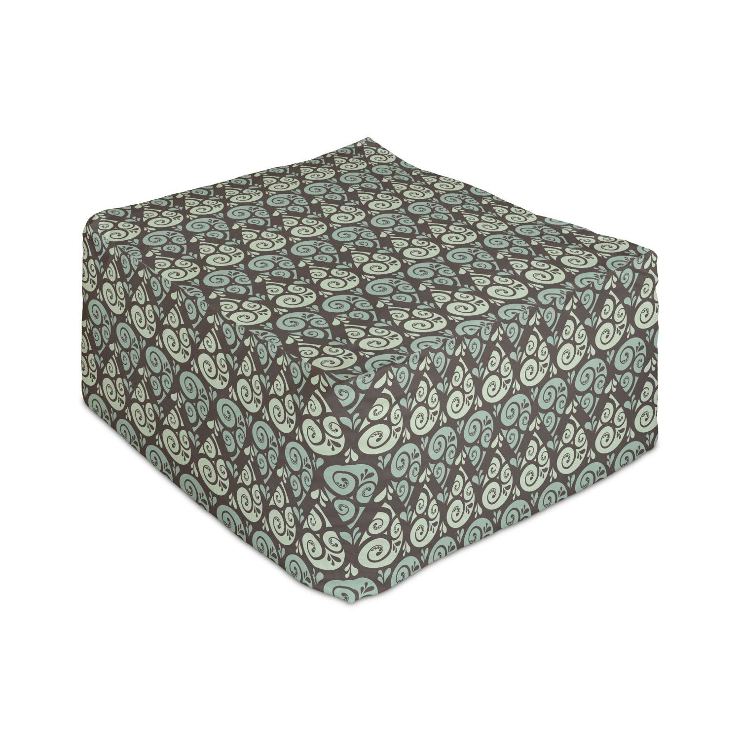 Ambesonne Abstract Rectangle Pouf Ottoman - Raindrop Swirl Pattern on Brown Backdrop, 25