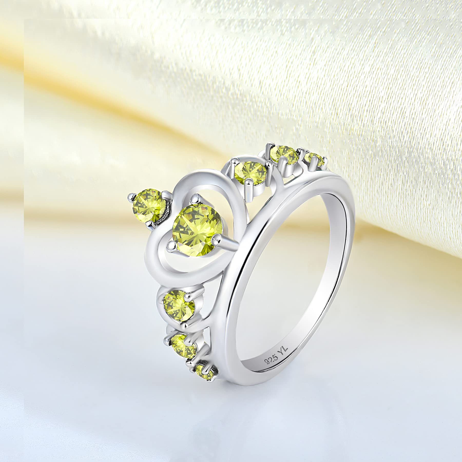 YL 925 Sterling Silver Heart Engagement Rings for Women - Queen Crown Birthstone Jewelry for Anniversary, Wedding & Proposal Gifts | Perfect for Valentine's Day, Bridal Shower & Romantic Occasions