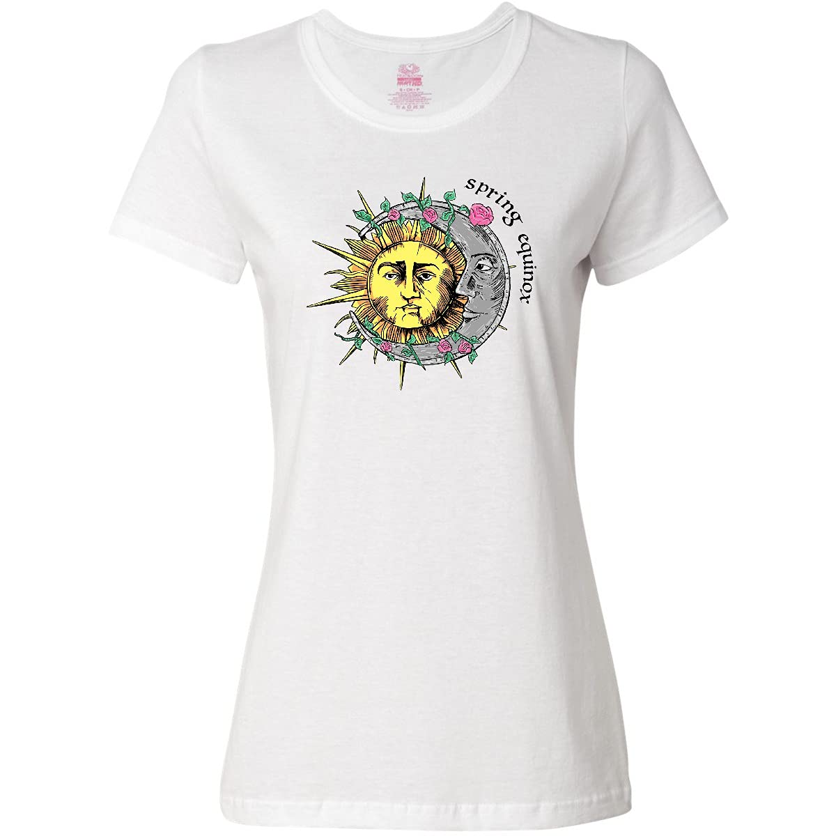 Inktastic Women's 1st Day of Spring Sun and Moon Equinox Graphic T-Shirt - Casual Spring Tee for Women, Perfect for Spring Equinox Celebrations & Outdoor Activities