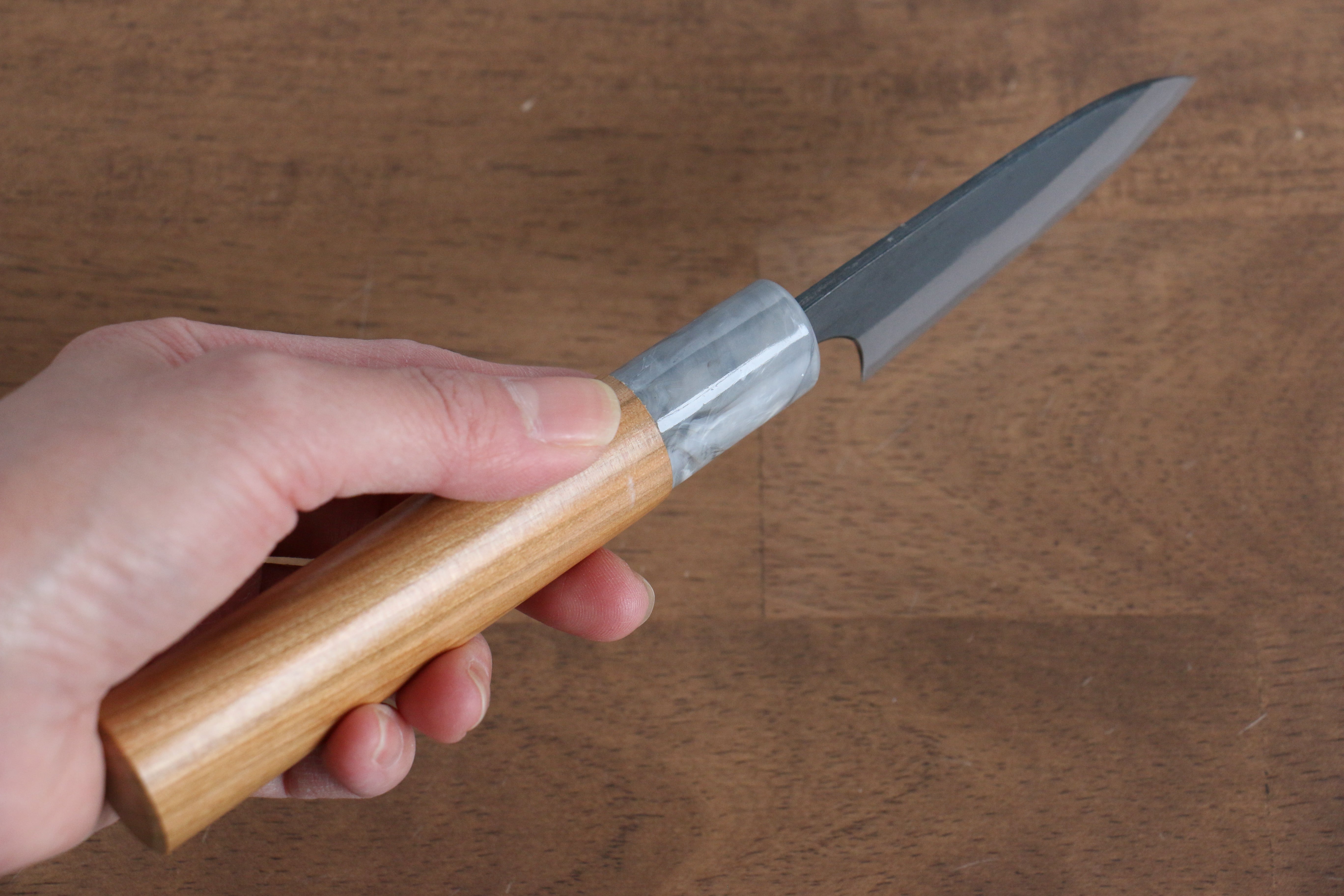 Masakage Mizu Blue Steel No.2 Petty Knife 80mm - Japanese Utility Knife with Black Finish & American Cherry Wood Handle - Perfect for Slicing, Peeling, and Precision Cutting in Professional Kitchens & Home Cooking