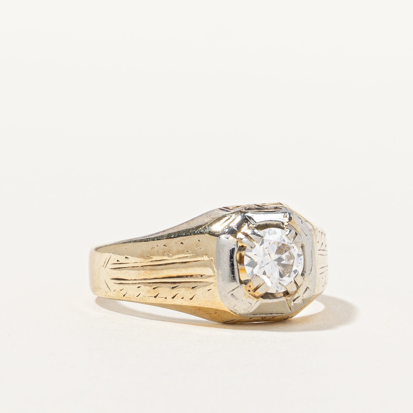 Vintage 1930's Wide Band Solitaire Engagement Ring - 0.47 Carat Diamond, Size 6.75 | Antique Style Wedding Ring for Women | Perfect for Vintage Weddings, Anniversary Gifts & Special Occasions