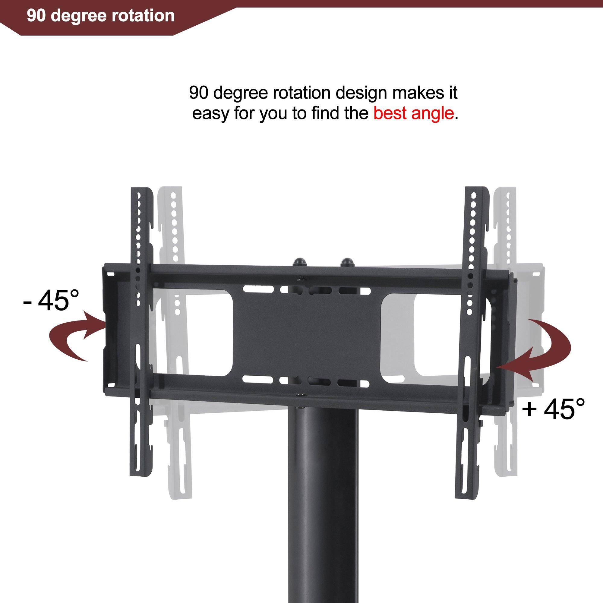 Adjustable Black Multi-Function TV Stand with Swivel & 3-Tier Shelves - Perfect for Living Room, Bedroom, or Home Theater Setup