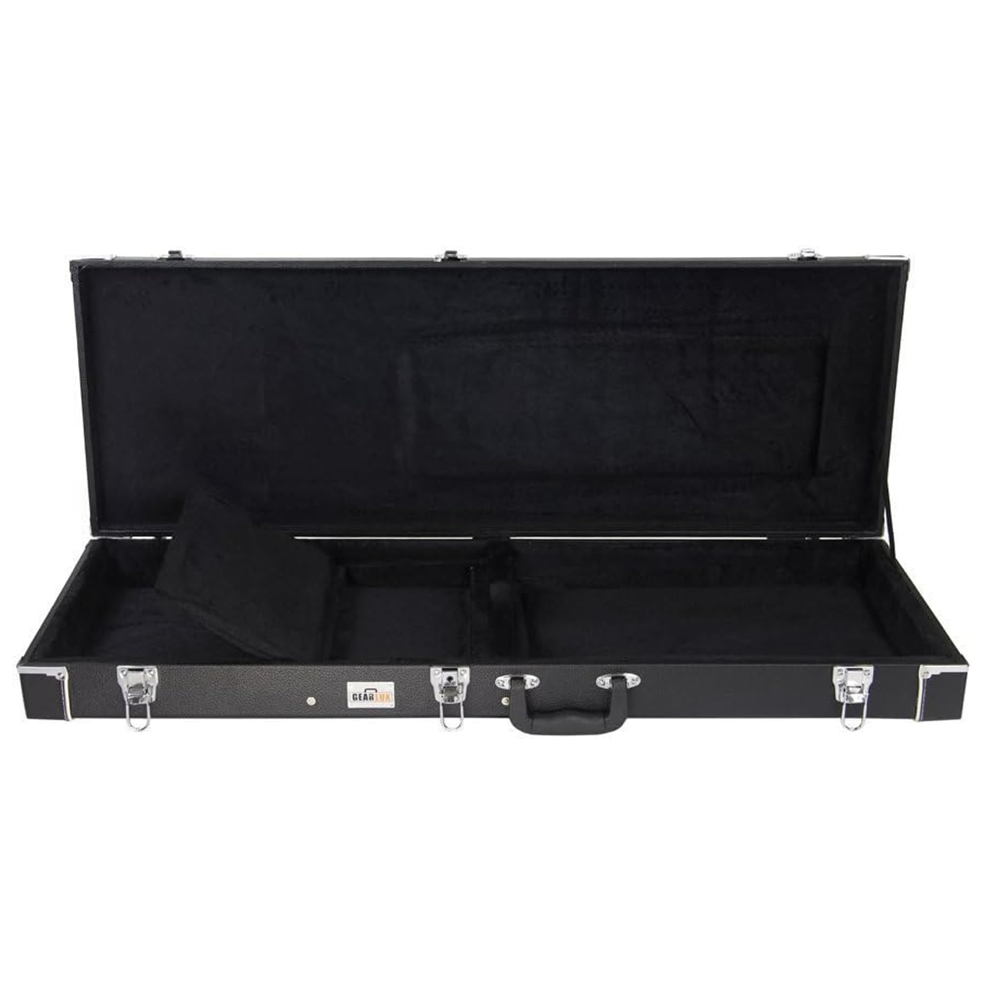 Gearlux Black Hard Case for Fender Precision/Jazz Bass - Exterior Lock & Key, Plush Interior Padding & Accessory Compartment | Durable Protection for Electric Bass Guitars - Perfect for Gigging, Touring & Safe Storage