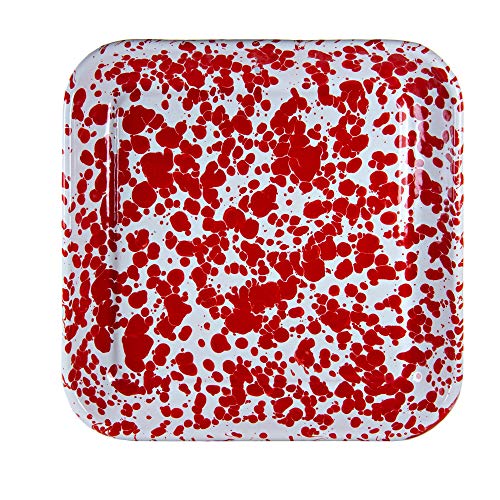 Premium Red Swirl Non-Stick Square Baking Sheet 10.5 Inch - Heavy Duty Cookie Pan for Baking, Roasting & Air Frying - Perfect for Cookies, Pizza, Vegetables & Party Snacks