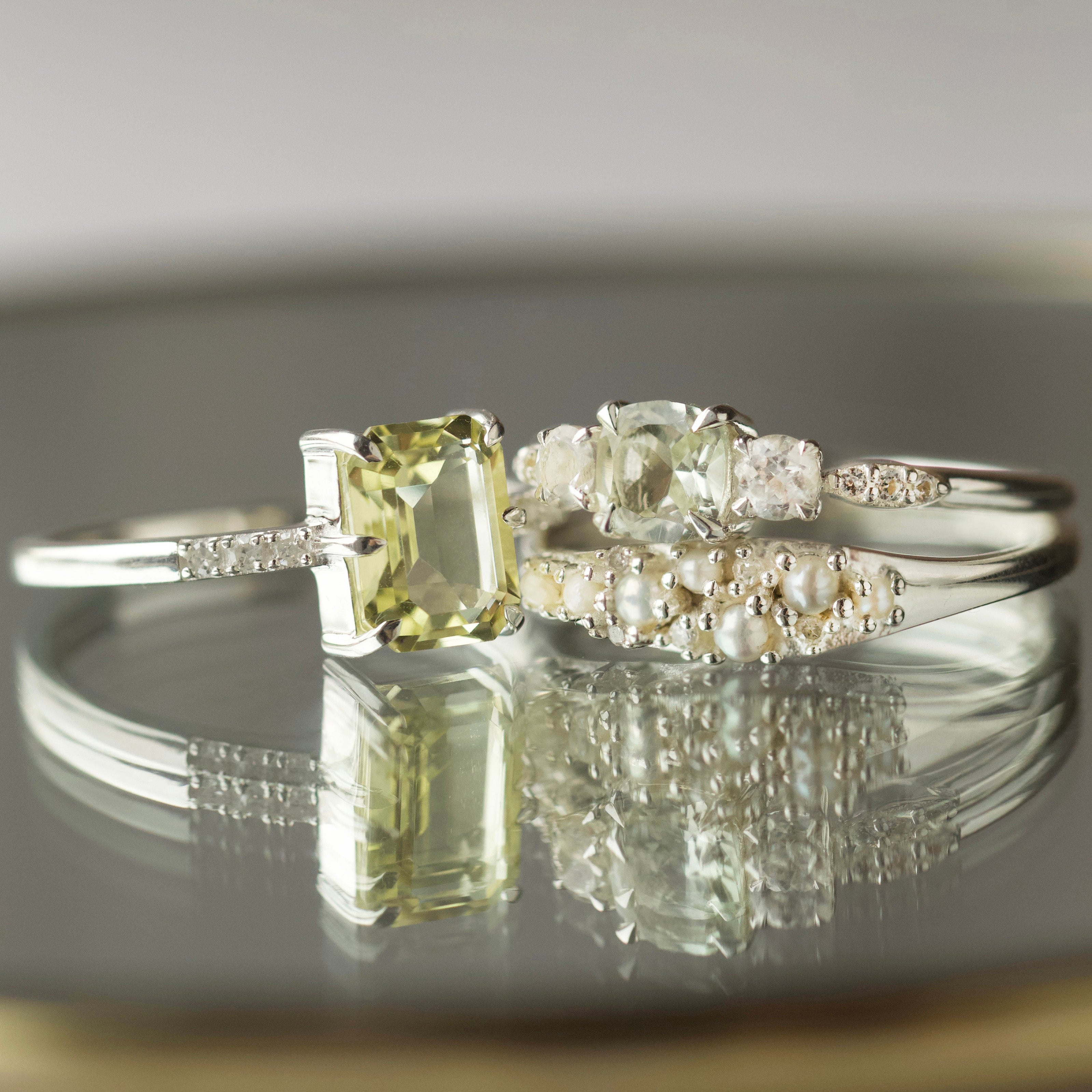 Madeline Pearl and Diamond Scatter Ring - Elegant Stackable Jewelry for Women | Perfect for Weddings, Date Nights & Special Occasions