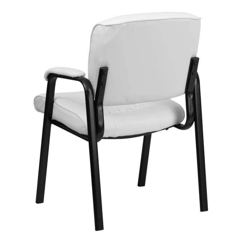 Premium FLASH Haeger Leather Executive Office Chair - Black Metal Frame Reception Seating for Professional Workspaces & Conference Rooms