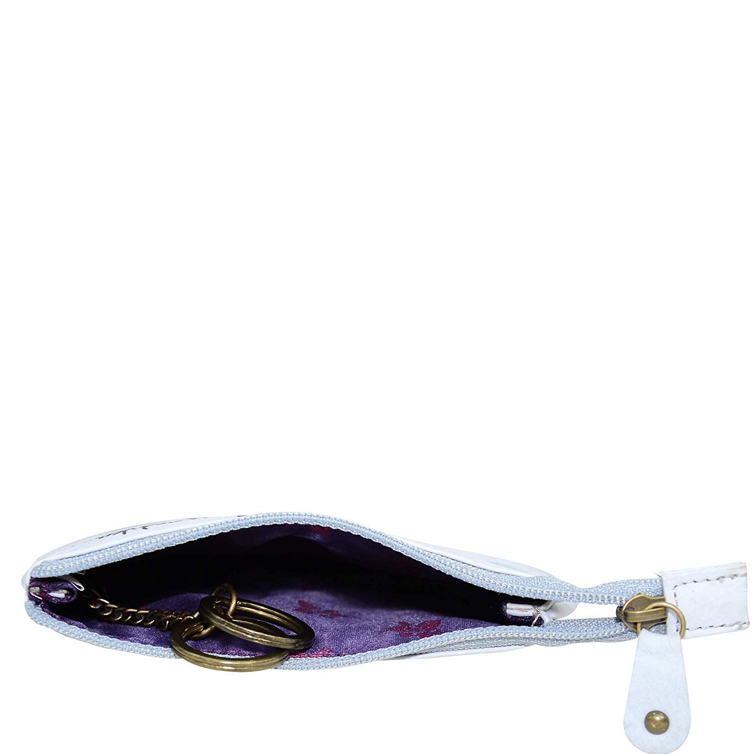 Anuschka Women’s Hand-Painted Genuine Leather Zip Pouch - Stylish Coin Purse & Key Holder with 2 Key Fobs - Perfect for Travel, Daily Essentials & Gift Giving