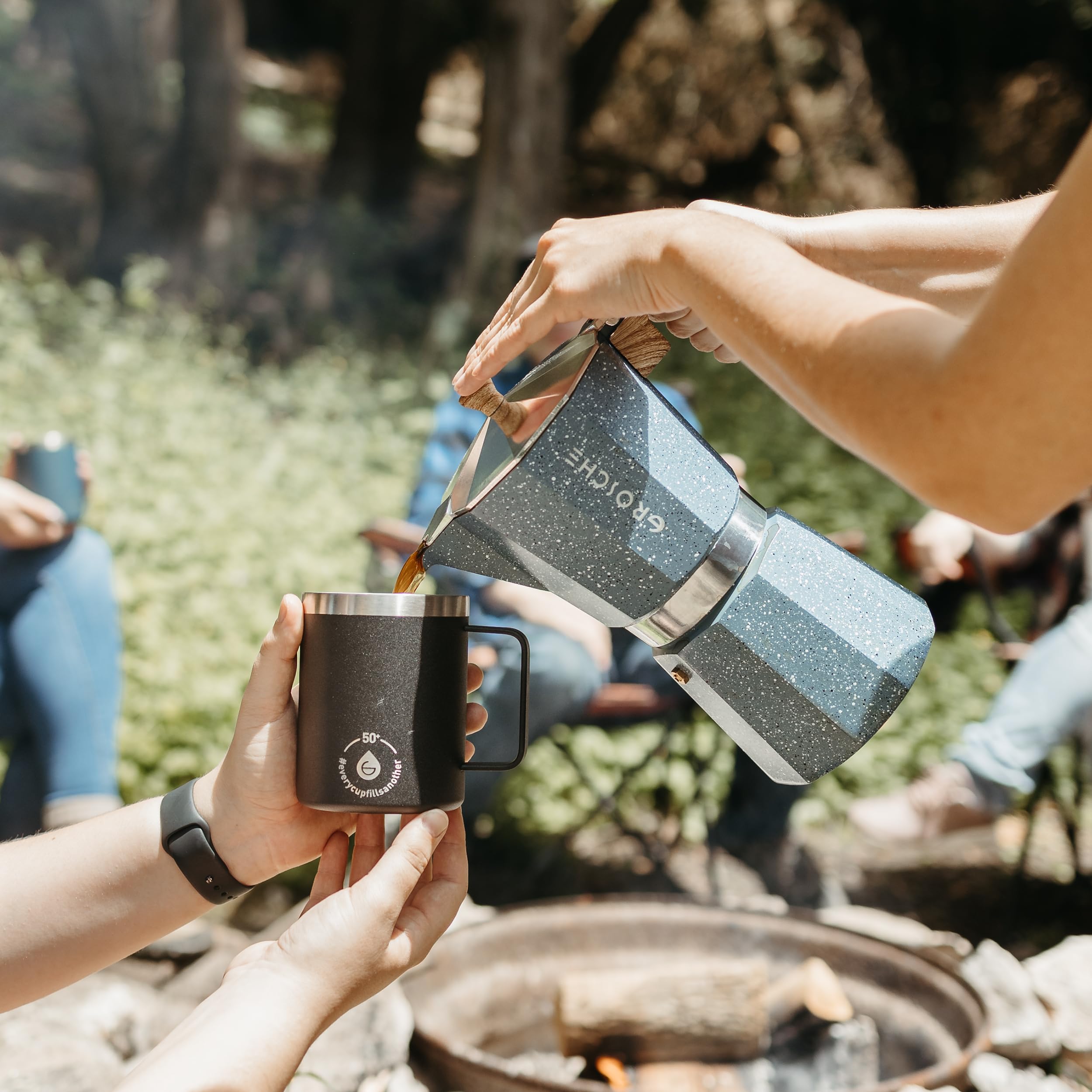 GROSCHE Milano Moka Pot - 9 Cup Stovetop Espresso Maker & Coffee Percolator in Indigo | Perfect for Home Brewing, Camping Trips & Italian Style Coffee | BPA-Free Aluminum Coffee Maker