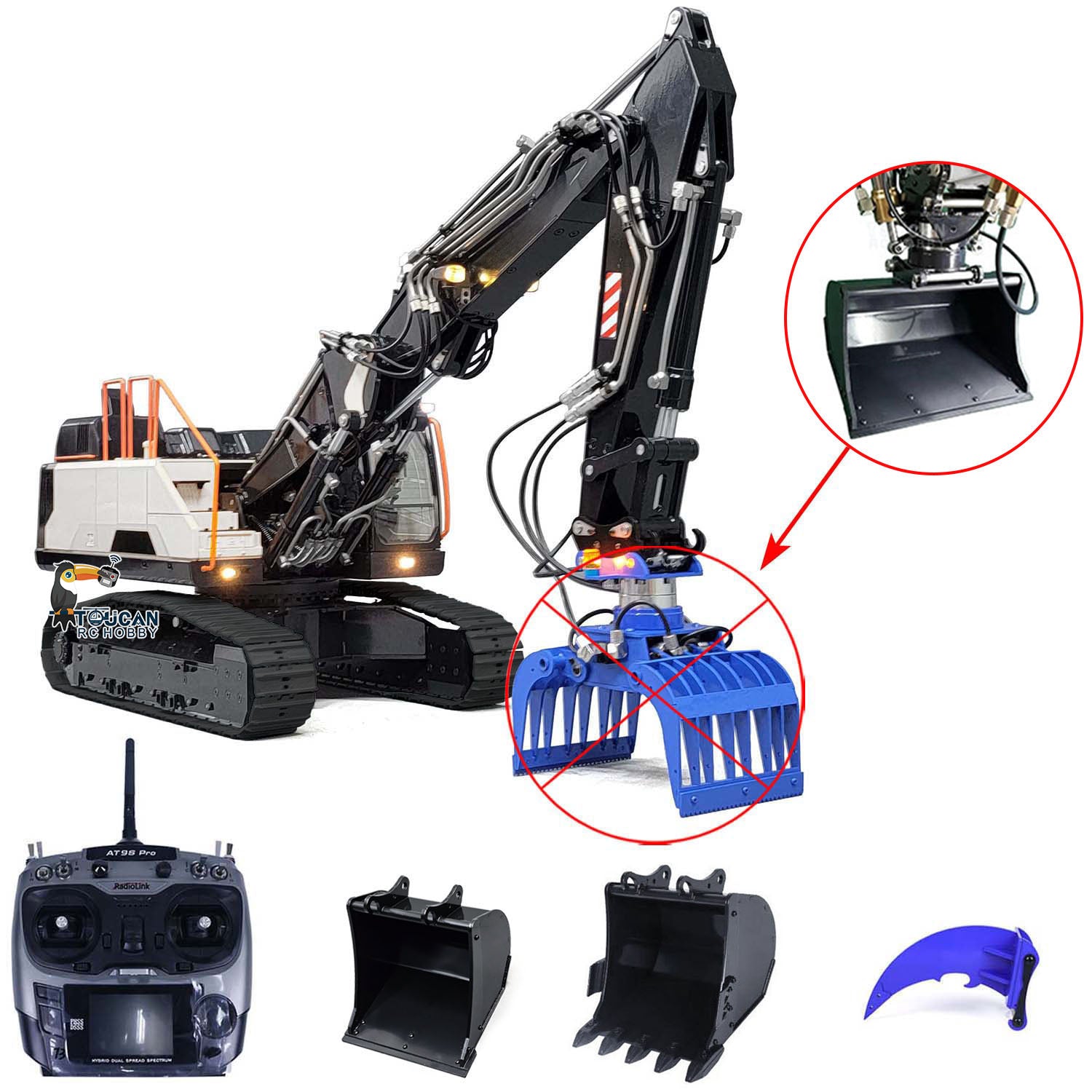 1:14 Scale MTMODEL EC380 Metal Hydraulic Tracked Excavator RC Construction Vehicle - 3 Arms Heavy Duty Digger Machine for Construction Site Simulation & RC Hobby Enthusiasts