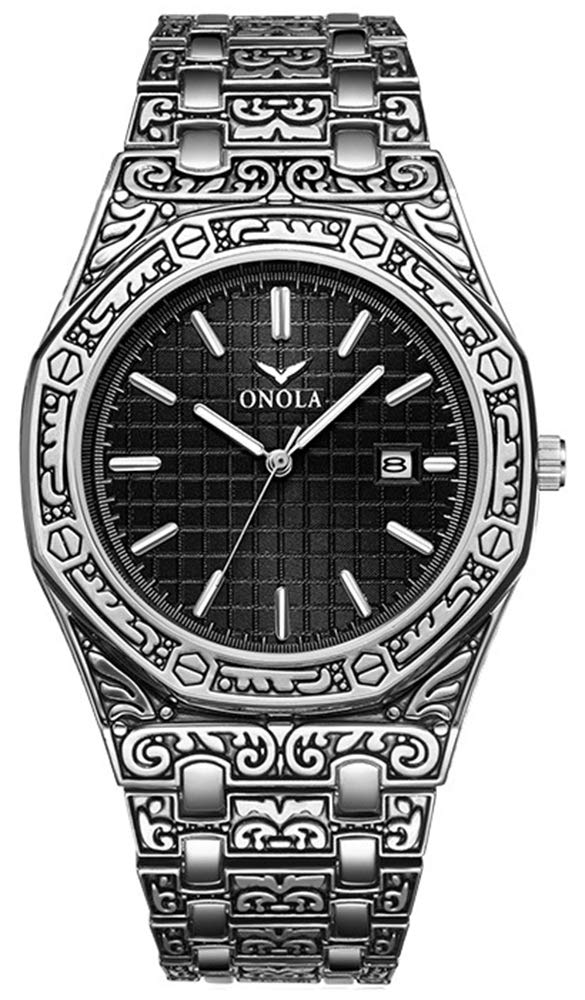 Retro Men's Quartz Watch with Tattoo Pattern - Waterproof for Outdoor & Casual Wear