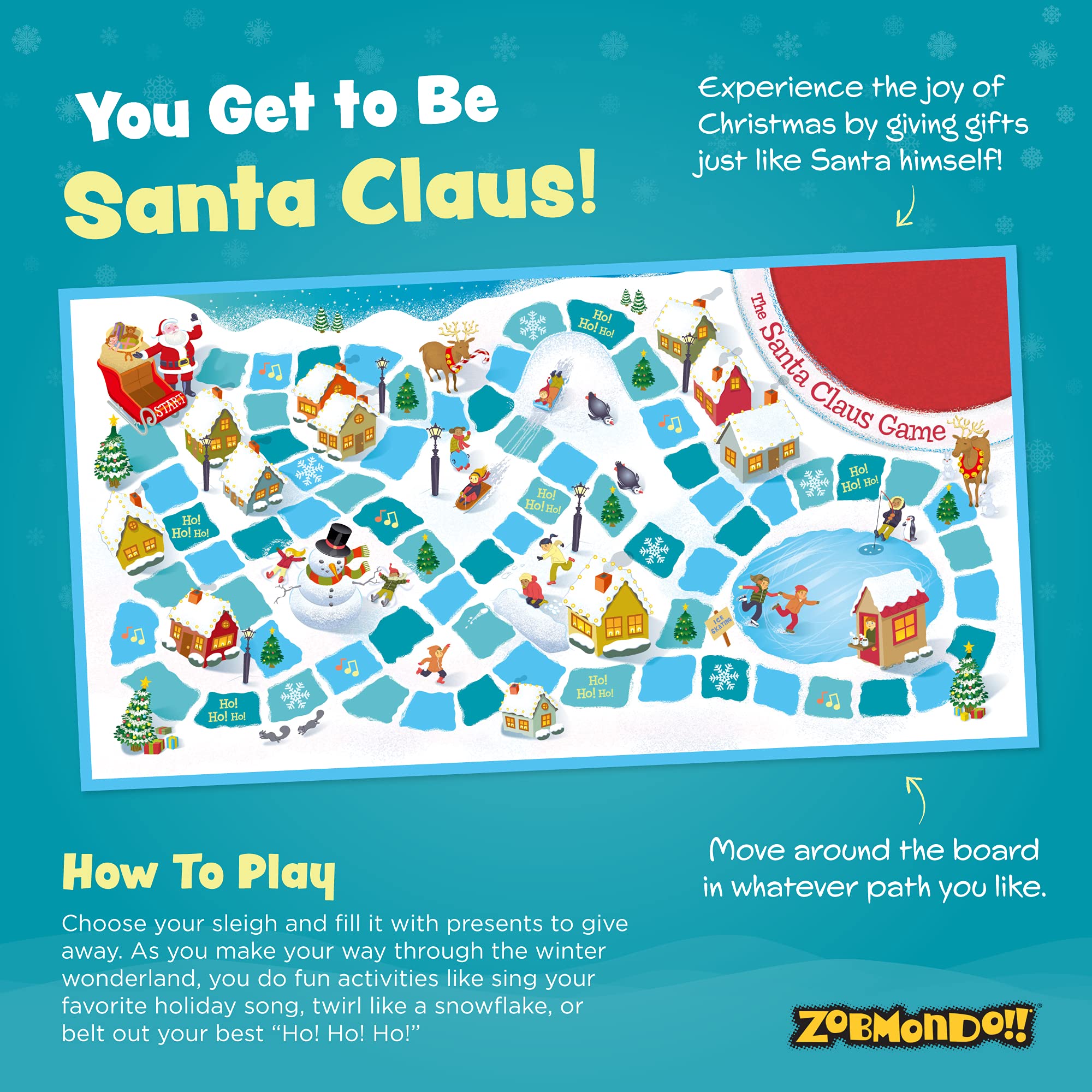Zobmondo!! The Santa Claus Game - Award-Winning Christmas Board Game for Kids Ages 3+ | Fun Family Holiday Party Game for Boys & Girls | Educational & Entertaining Gift for Christmas Gatherings