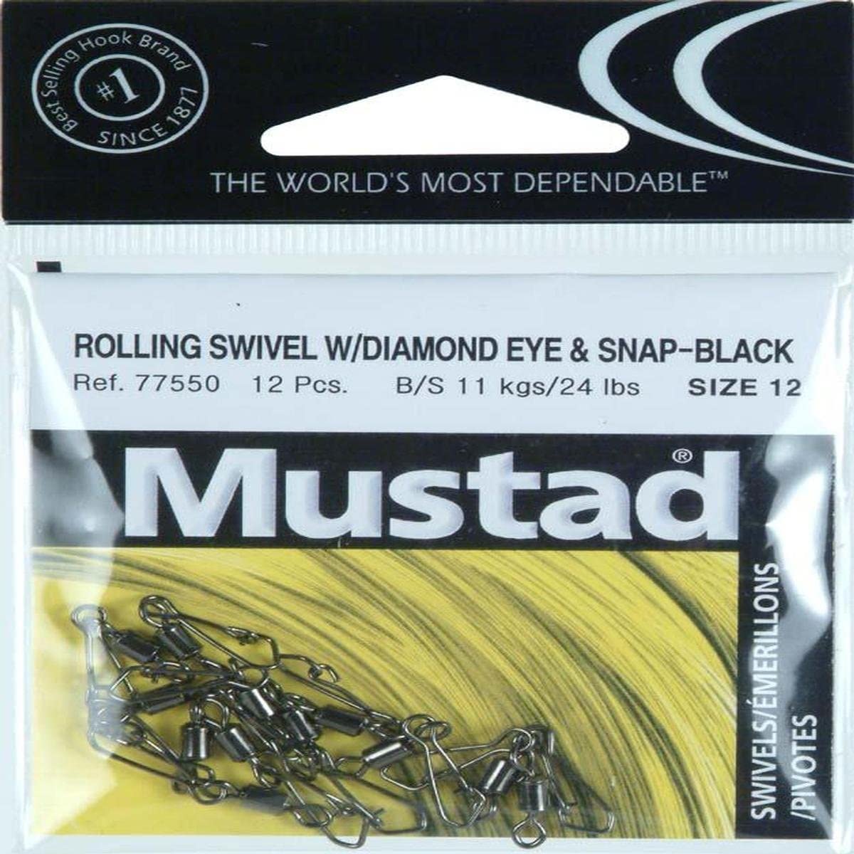 Mustad Diamond Eye Swivel Fishing Snap - Corrosion Resistant Saltwater & Freshwater Fishing Gear - Perfect for Bass, Trout, and Saltwater Game Fish