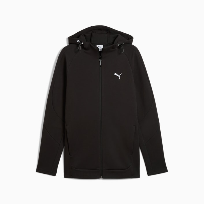 PUMA Men's Evostripe Full Zip Black Jacket - Lightweight Athletic Hoodie for Running, Gym & Casual Wear