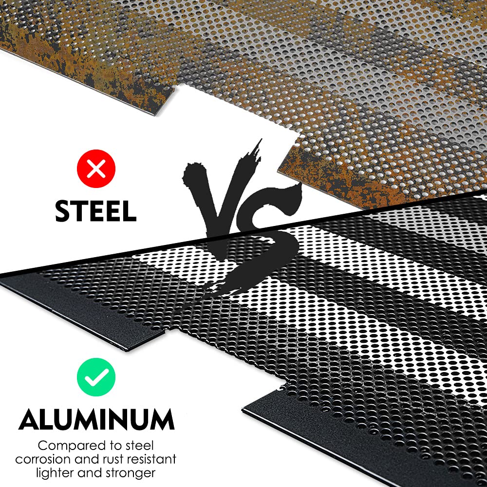 Xprite Aluminum Alloy Grill Insert Mesh with Black & White American Flag - Compatible with 2007-2018 Jeep Wrangler JK Stock Grille | Off-Road Accessory for Jeep Enthusiasts & Patriotic Style Upgrade