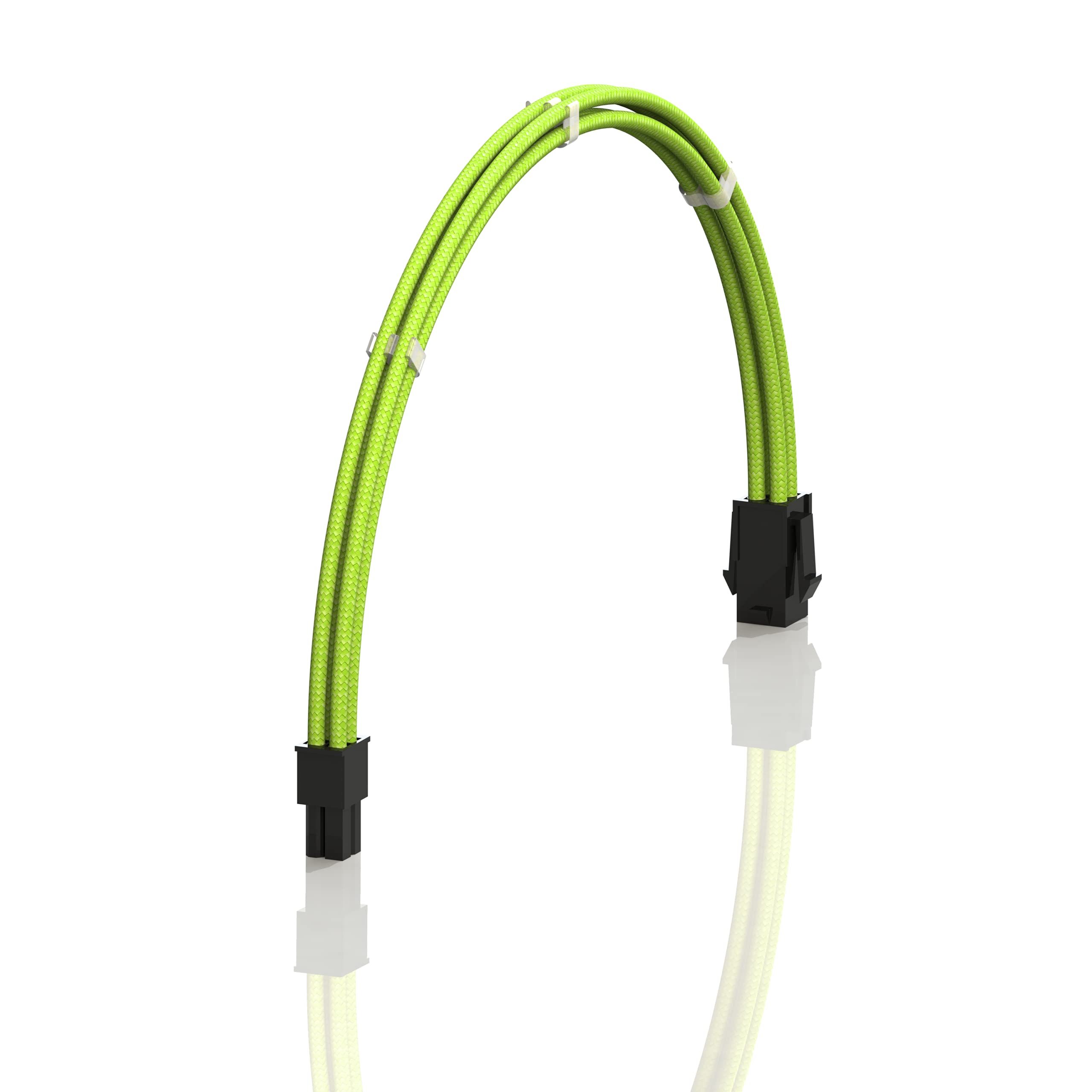 LINKUP - AVA 50cm EPS 4 Pin CPU ATX Motherboard PSU Power Supply Braided Sleeved Extension Cable with Combs | Strong & Stiff Design | Single Pack | 500mm - Green | Perfect for Custom PC Builds & Cable Management