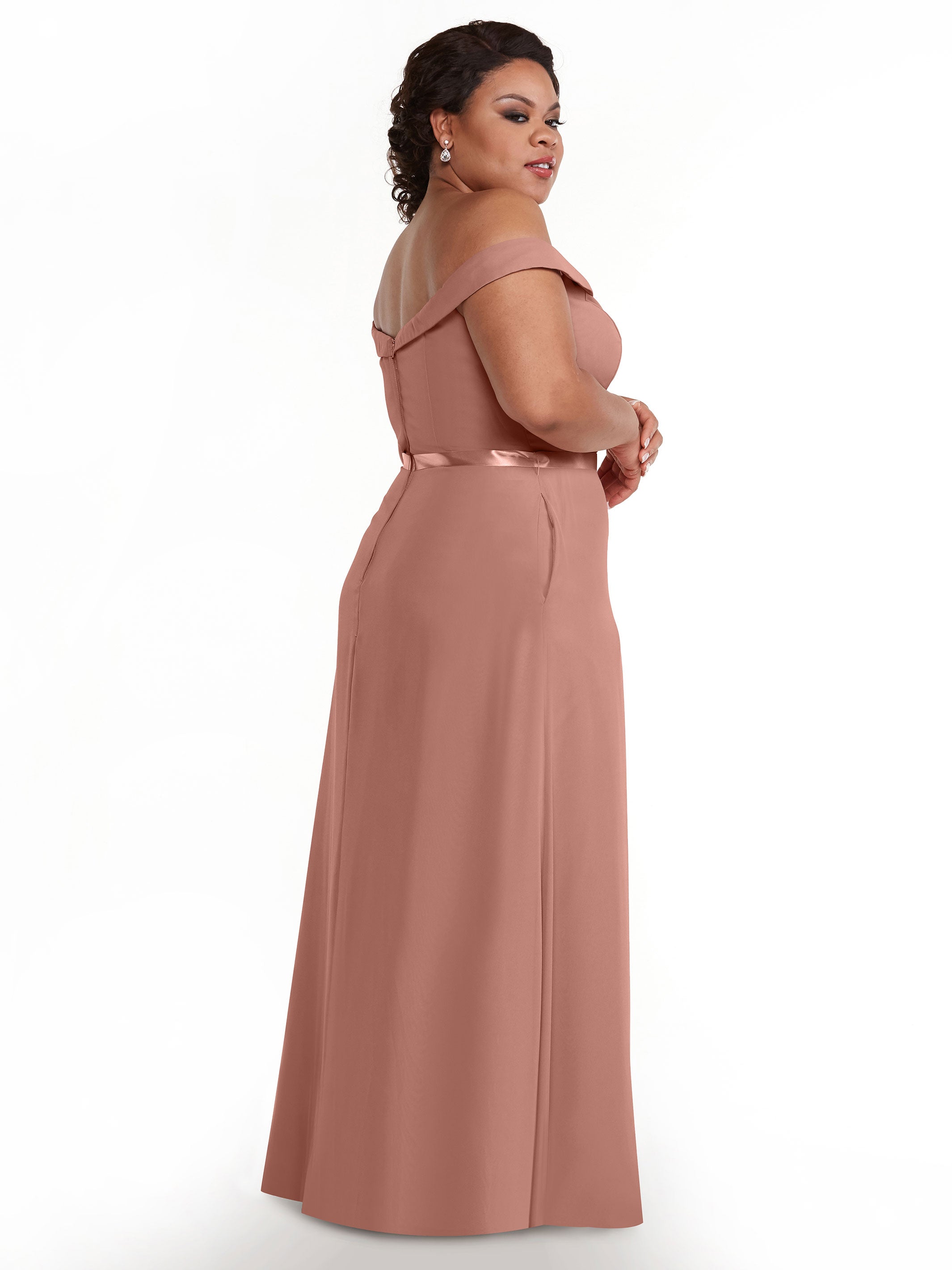 Elegant Off-the-Shoulder Chiffon A-Line Bridesmaid Dress with Sash - Perfect for Weddings, Formal Events & Special Occasions