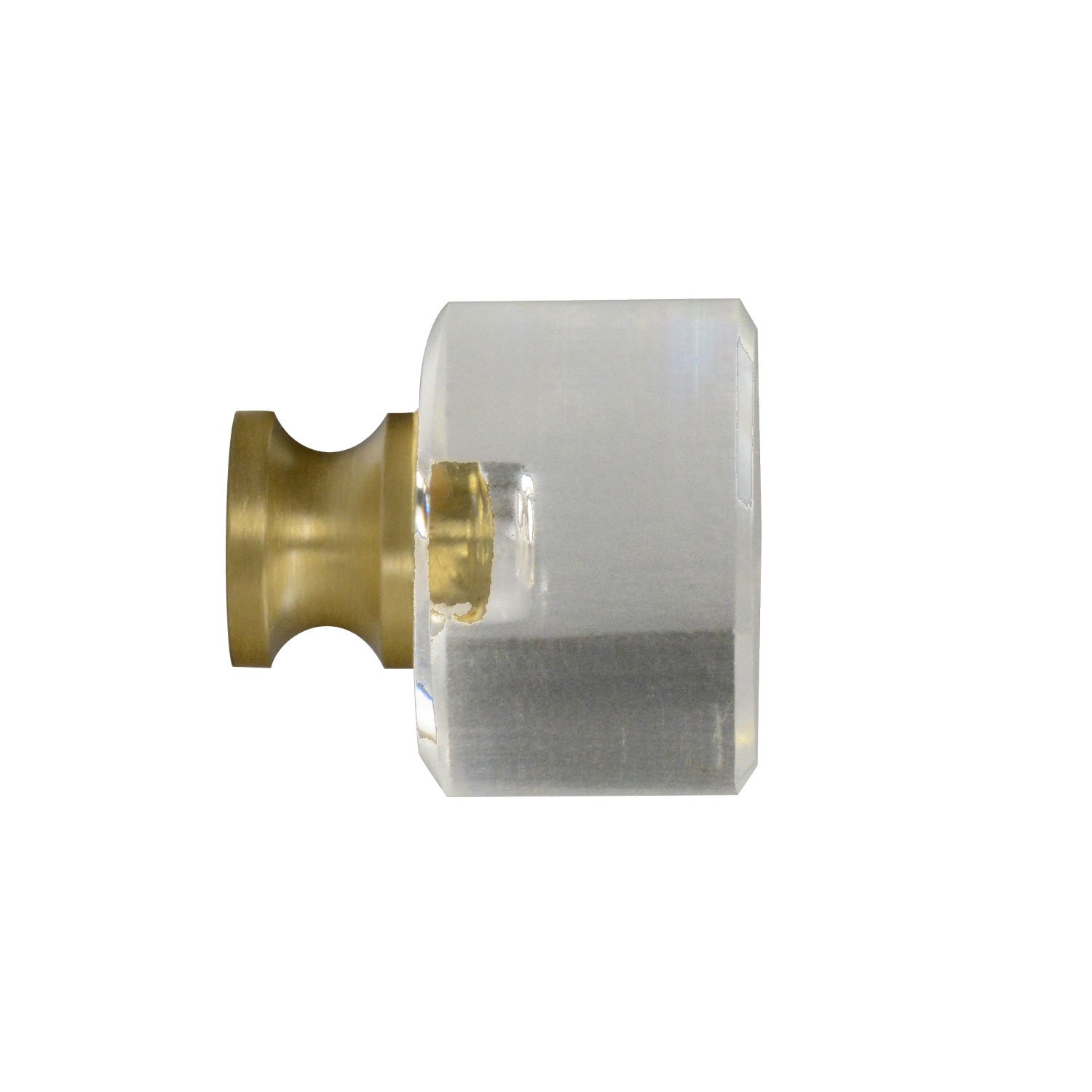 CKP #G-100 Elegant Glass Cabinet Knobs - 1-1/8 inch (29mm) Clear Glass with Satin Brass Base - 10 Pack - Perfect for Kitchen Cabinets, Dressers & Bathroom Vanities