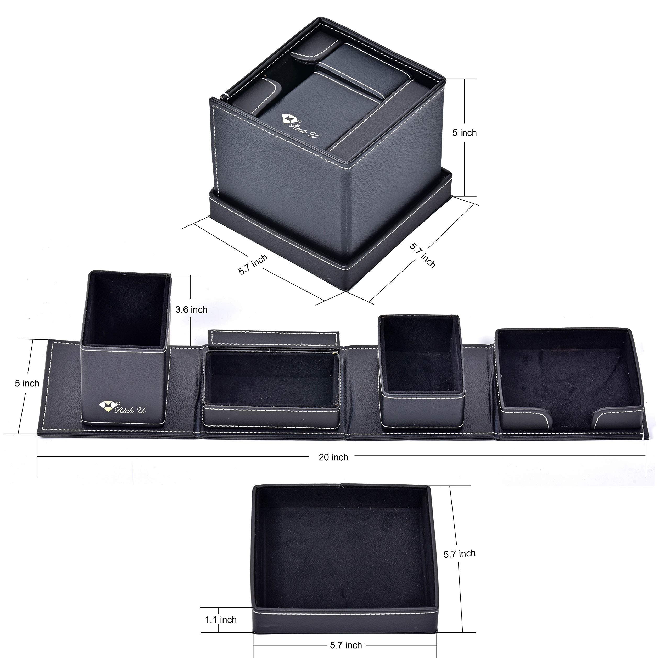 Premium Black Leather Desk Organizer - Office Supplies Storage Box for Business Cards, Stationery, Pens, Pencils & Small Accessories - Stylish Desktop Organization for Men & Professionals - Perfect for Home Office, Workspace & Executive Gifts