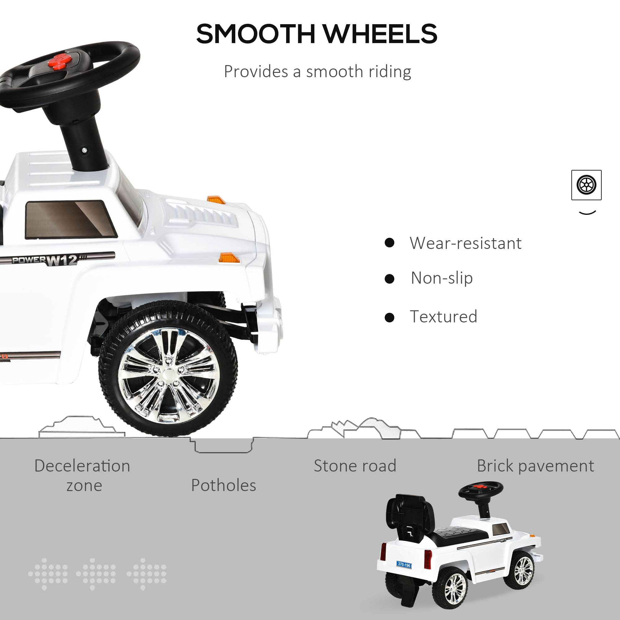 Aosom Kids Ride-On Push Car - SUV Style Sliding Walking Toy for Toddlers with Horn, Music, LED Lights, Hidden Storage & Anti-Tip Safety System - White | Perfect for Indoor & Outdoor Play, Birthday Gifts & Early Childhood Development