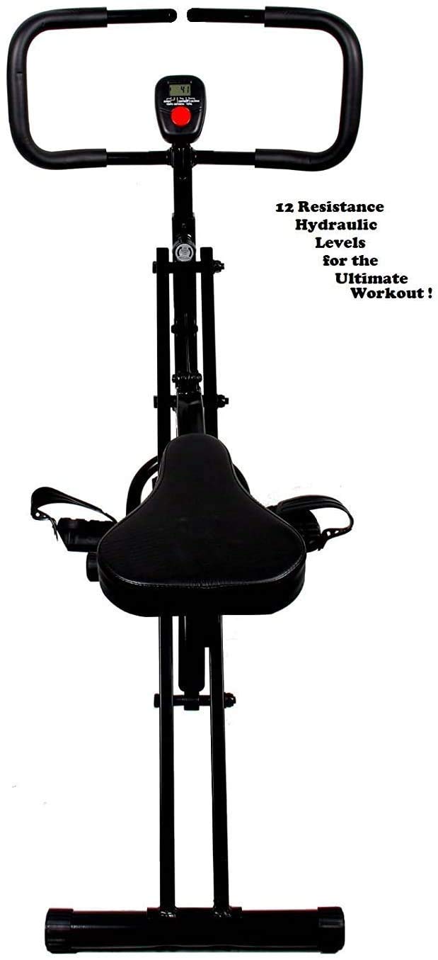 Power Rider Ab Core Squat Glute Exercise Machine - Home Gym Equipment for Abdominal Crunch, Cardio & Full Body Workout with LCD Monitor - Perfect for Home Fitness, Toning & Weight Loss