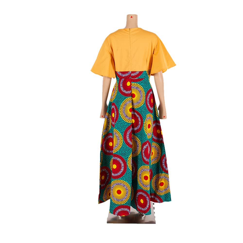 Elegant Plus Size African Print Maxi Dress for Women - Long Party Dress with Graceful Wax Print - Perfect for Weddings, Festivals & Special Occasions