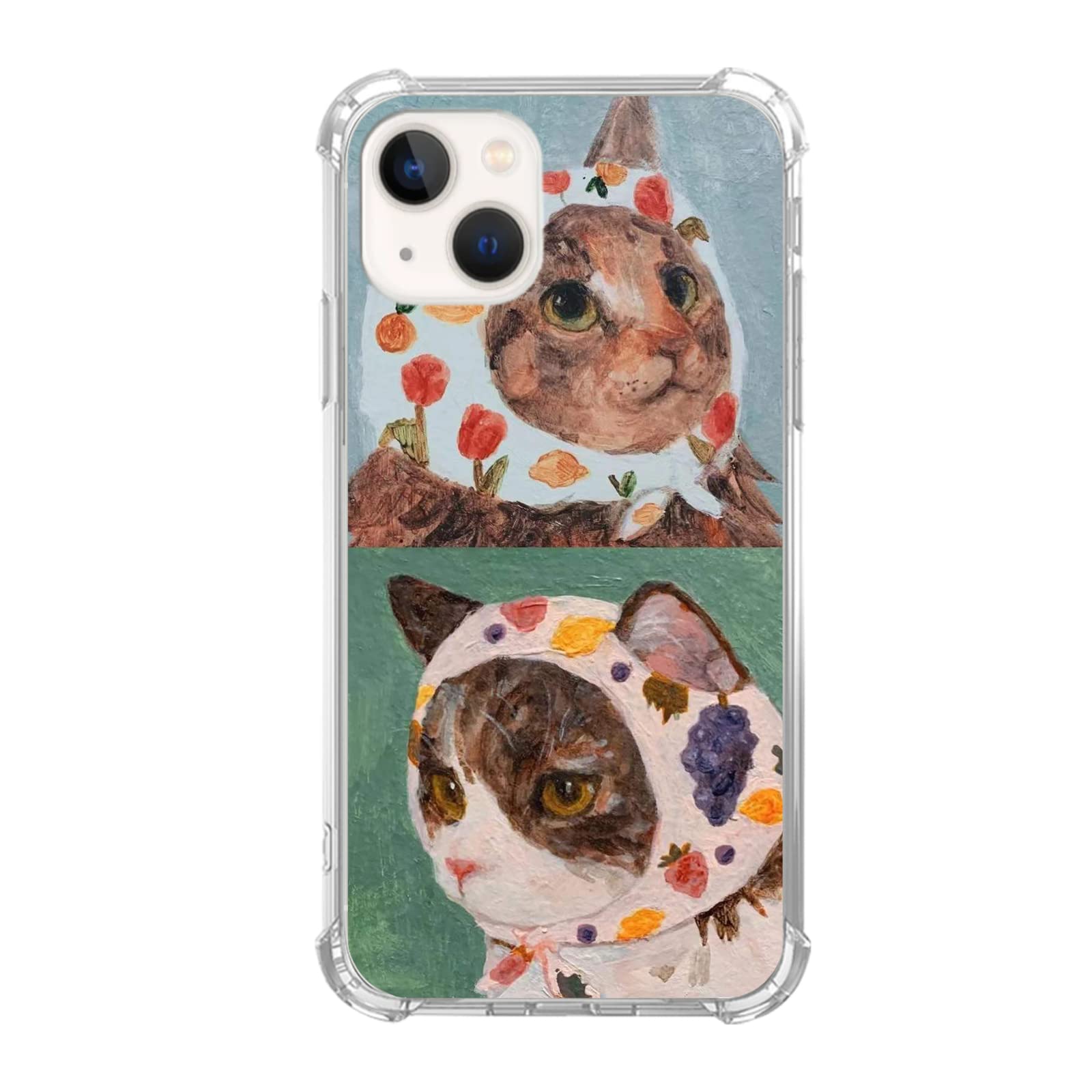 Cute Cat Painting TPU Bumper Case for iPhone 13 - Shockproof Protective Phone Cover with Artistic Design | Perfect Gift for Cat Lovers & Daily Use
