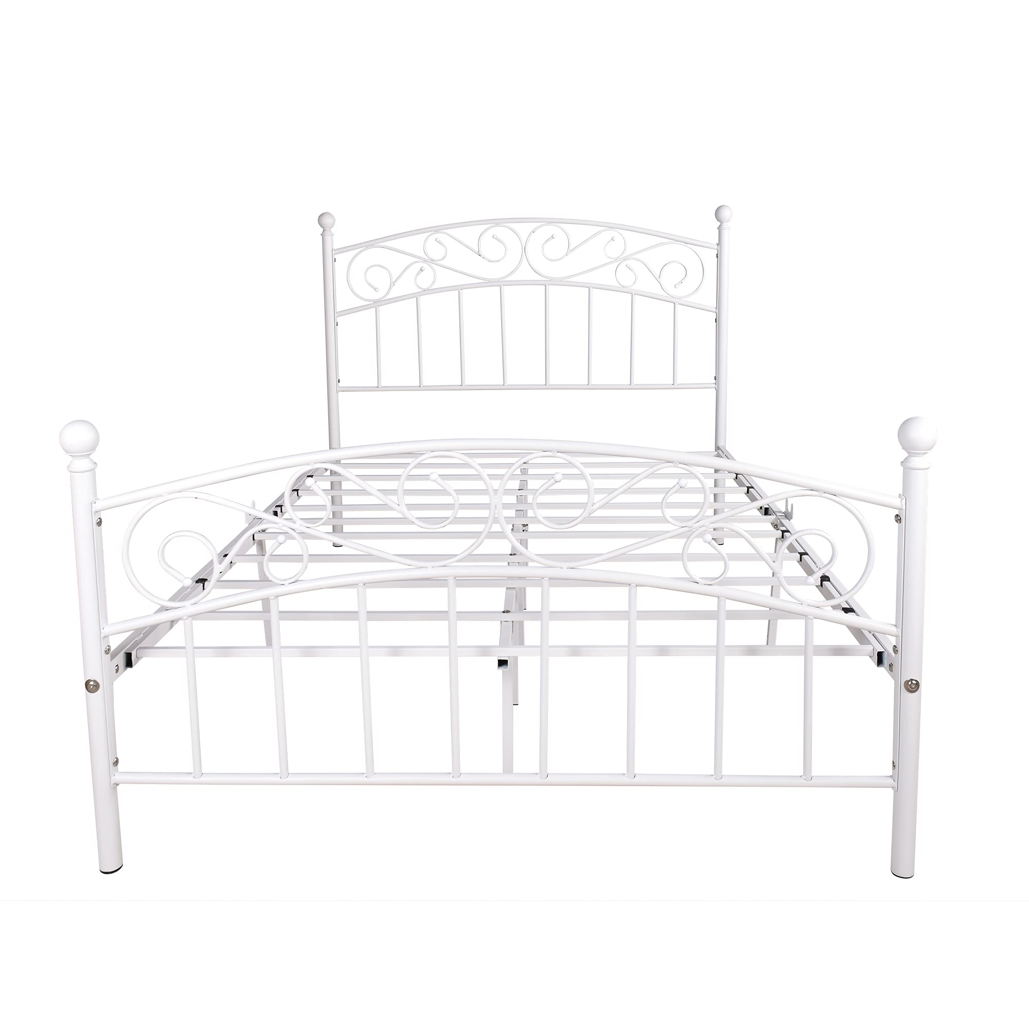 Full Size Metal Bed Frame with Headboard & Footboard - Sturdy White Steel Platform - Easy DIY Assembly - Fits All Standard Mattresses - Perfect for Bedroom, Guest Room & Dorm