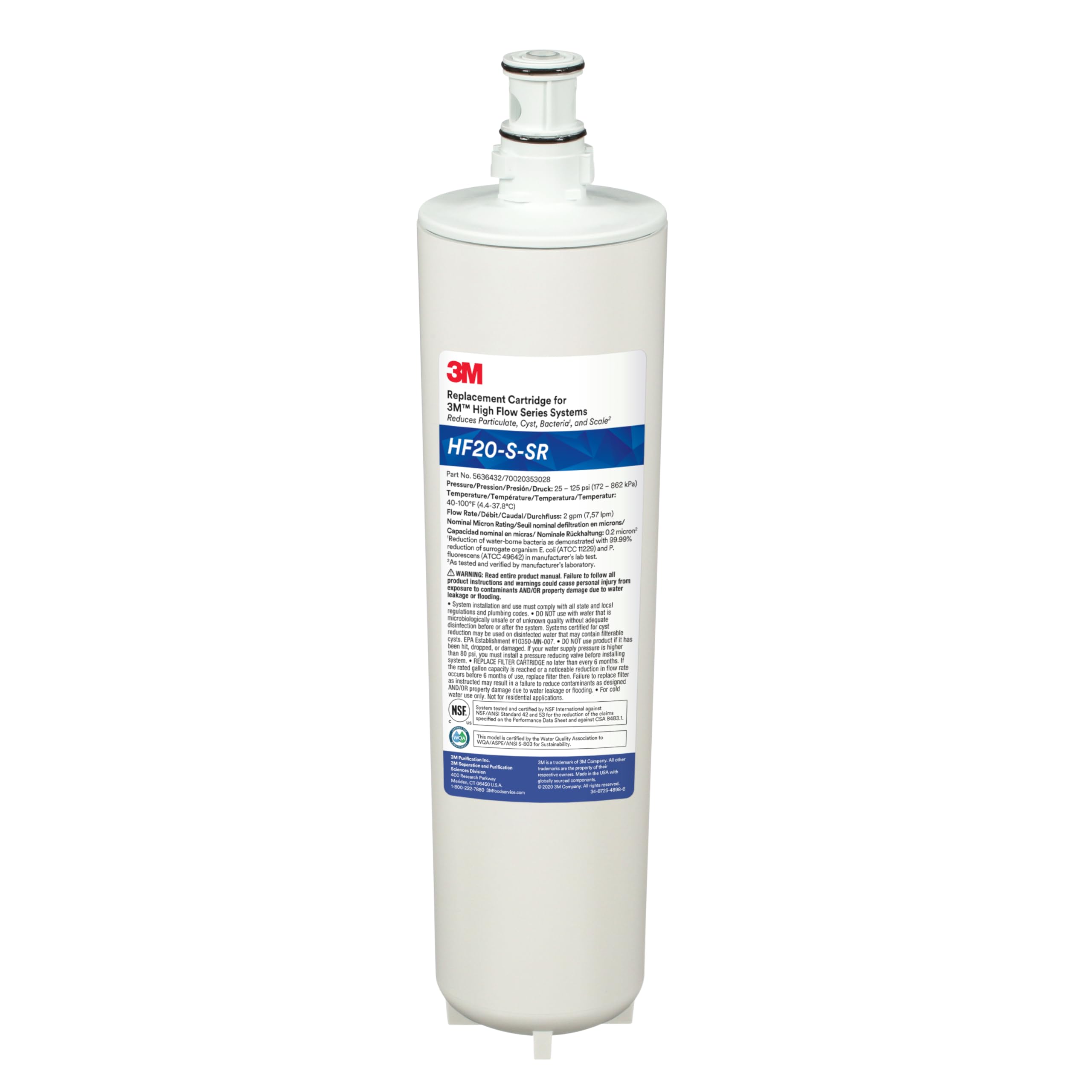 3M ICE120-S-SR Carbonless Ice Machine Water Filter Replacement Cartridge - Pure Water for Clear Ice Cubes in Restaurants, Bars & Home Use