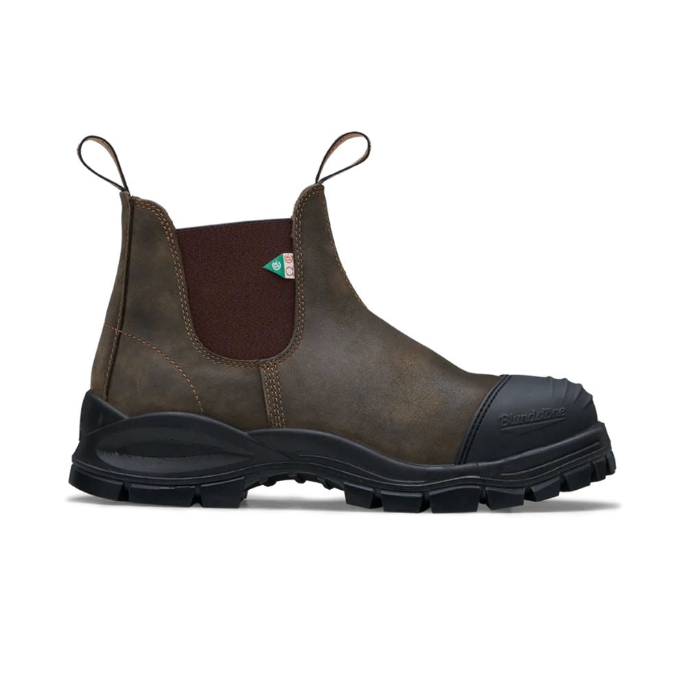 Blundstone 962 XFR Unisex Slip-On Steel Toe Work Boots - Rustic Brown Safety Shoes for Construction, Warehouse & Outdoor Work