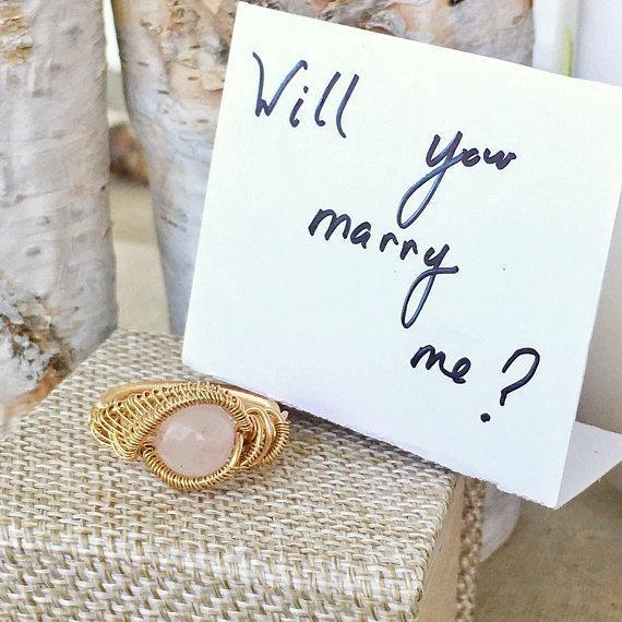 14K Gold Rose Quartz Engagement Ring for Women - Elegant Promise & Wedding Band - Perfect for Proposals, Anniversaries & Romantic Occasions