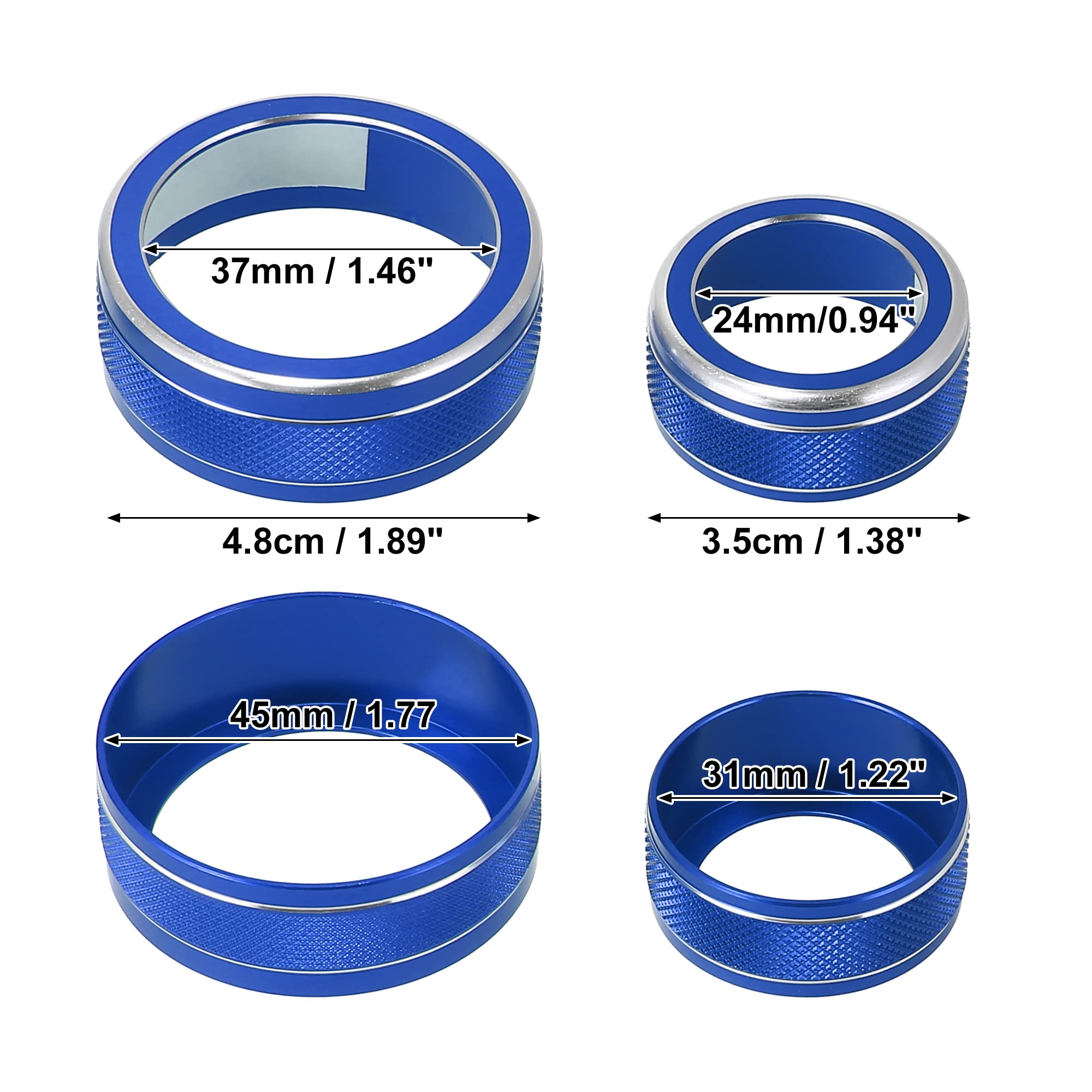 X AUTOHAUX 3-Piece Aluminum Alloy AC Climate Control Knob Cover for Subaru Forester/Impreza/Crosstrek 2019-2021 - Blue HVAC Switch Decor - Upgrade Your Car Interior Accessories for a Stylish Driving Experience